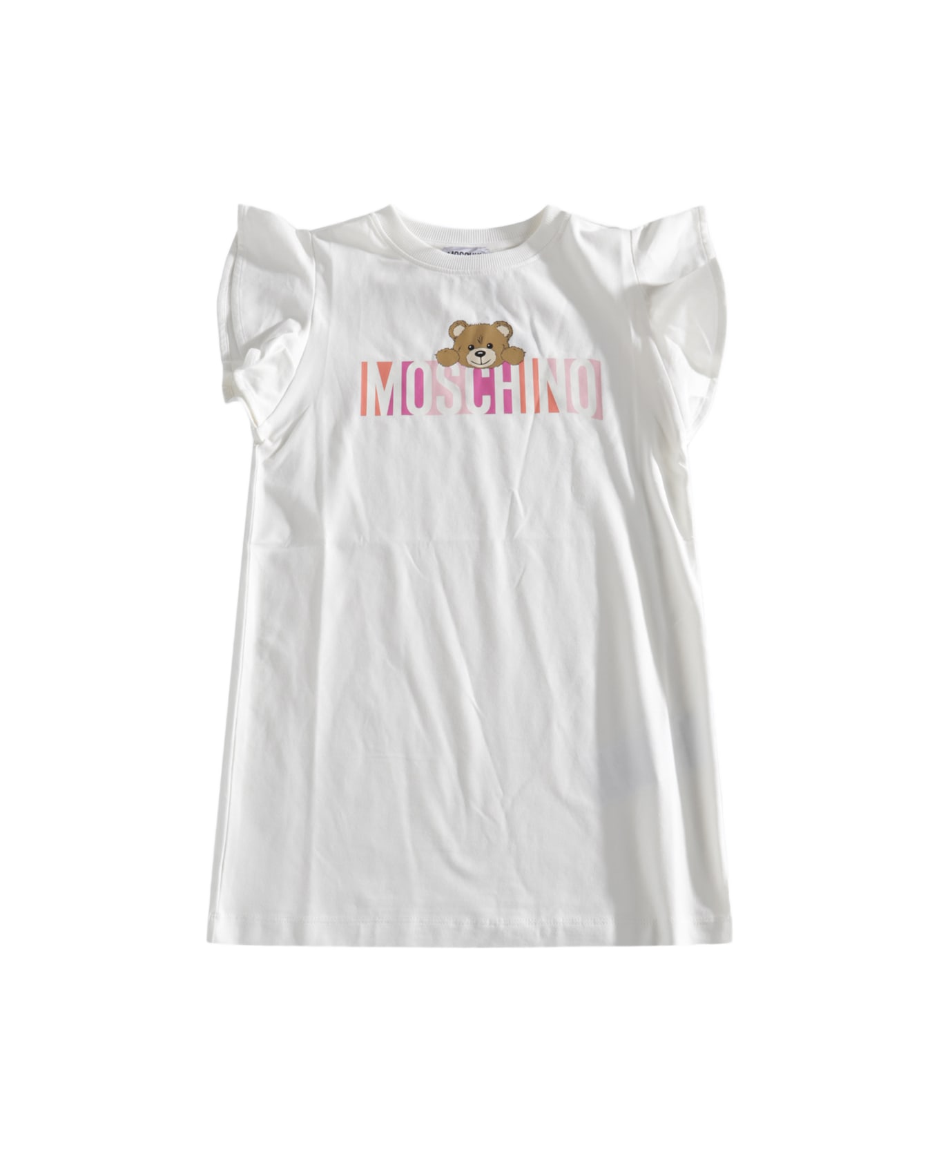 Moschino White Multicolour Cotton Blend Dress - Cloud