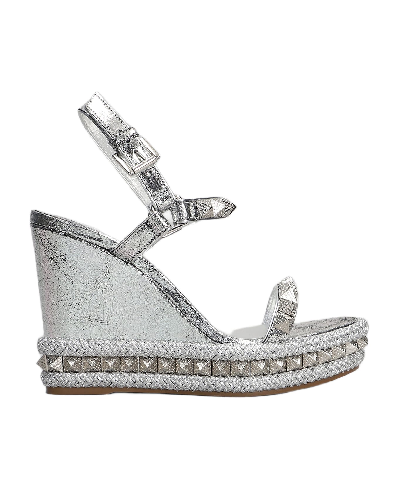 Christian Louboutin Pyraclou 110 Sandals In Silver Leather - silver