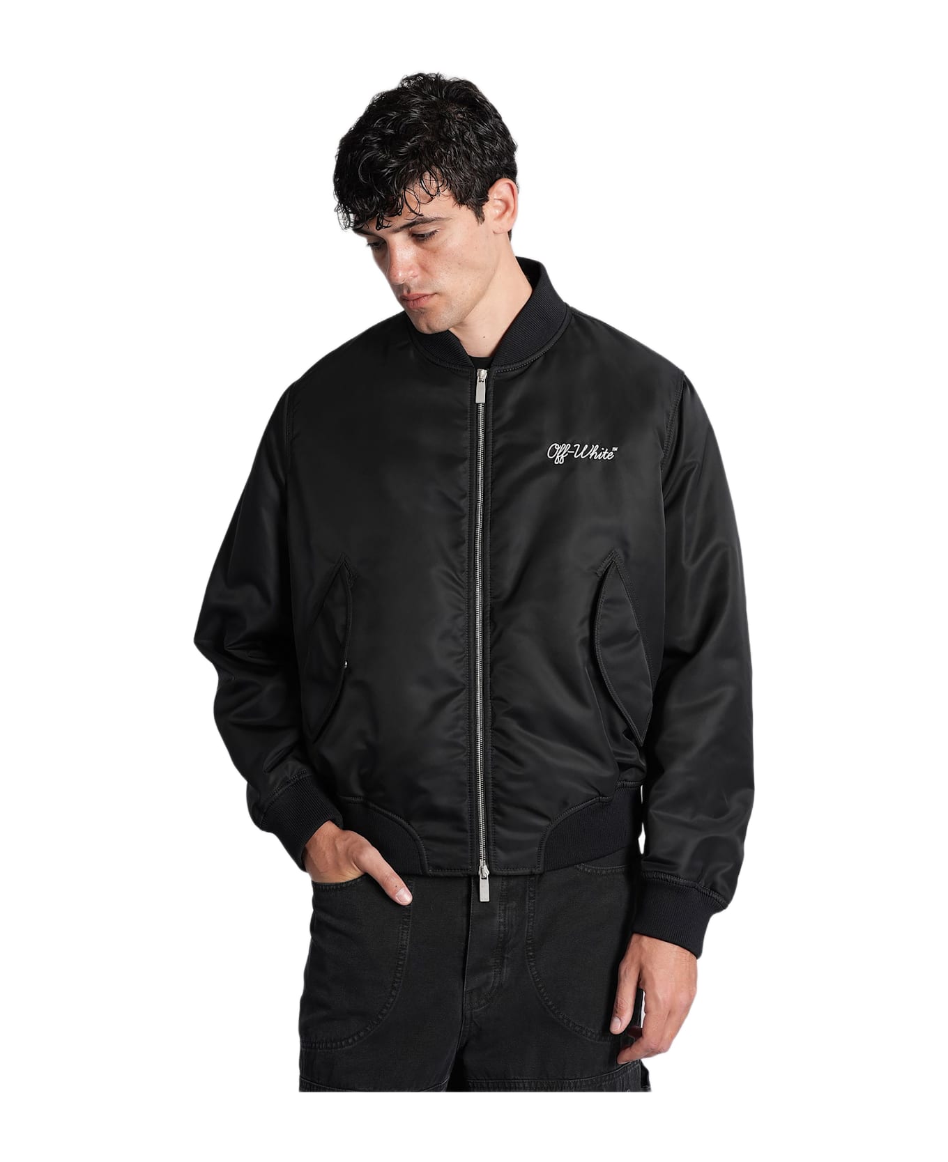 Off-White Bomber Jacket In Black Polyamide - black