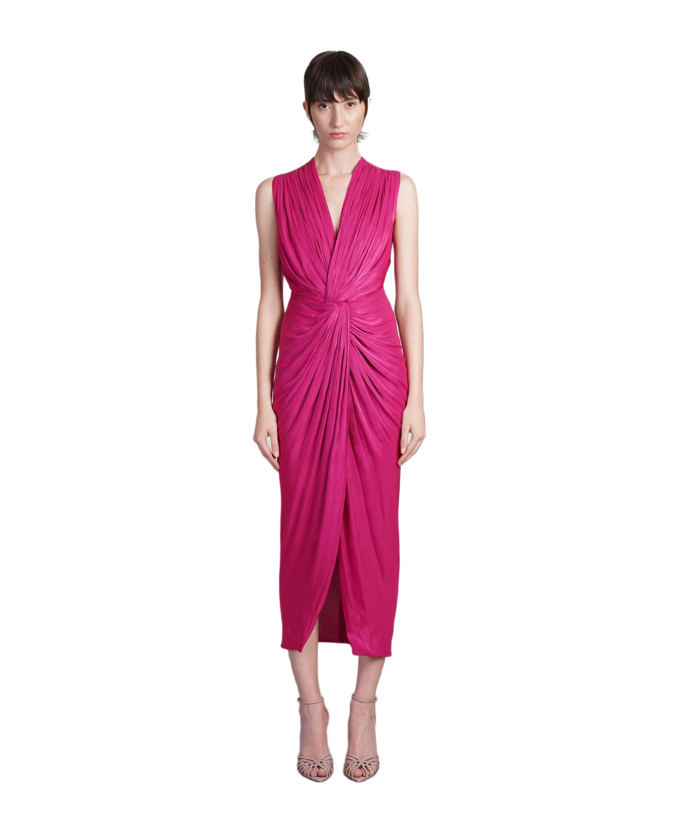 Costarellos Franca Long Dress In Fuxia Polyester - fuxia
