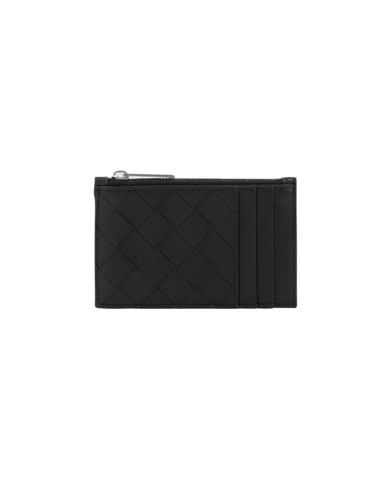 Bottega Veneta Intrecciato Czrd Credit Card Case - Black Silver