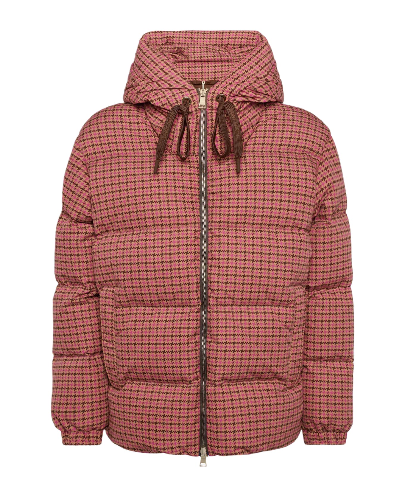 MC2 Saint Barth Hooded Down Padded Jacket Geneve With Pied De Poul Print - PINK