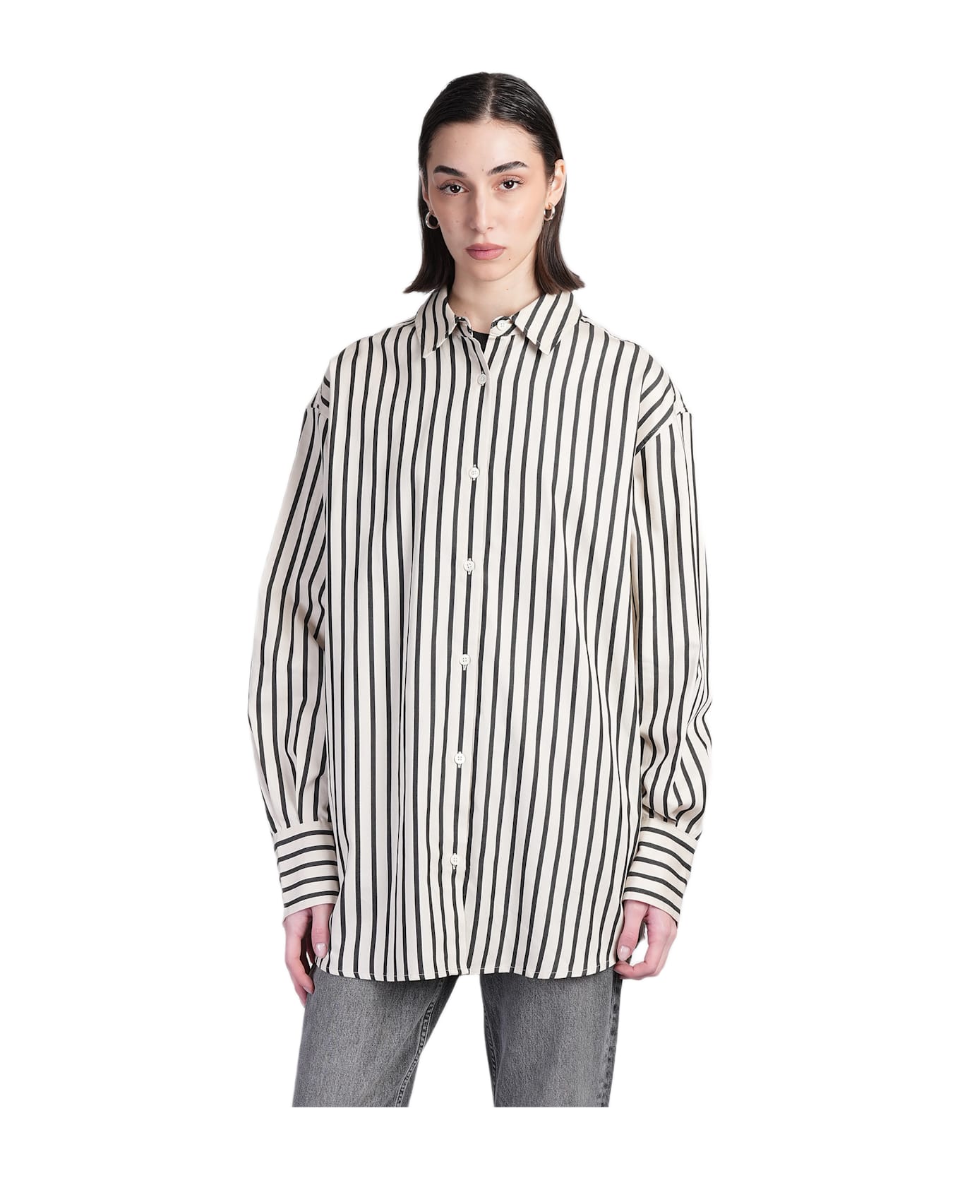 Anine Bing Plaza Shirt In Beige Cotton - beige