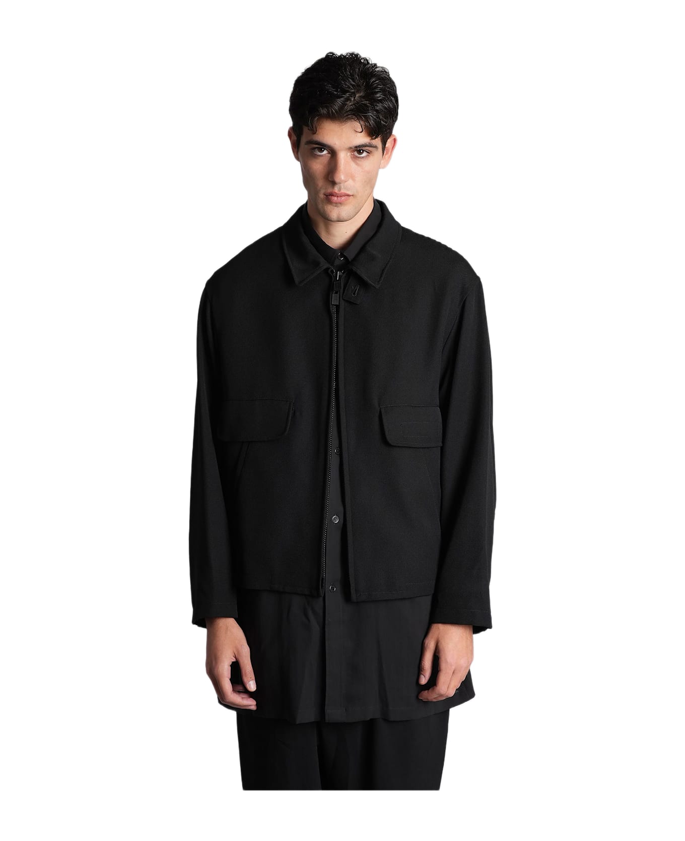 Yohji Yamamoto Casual Jacket In Black Wool - black