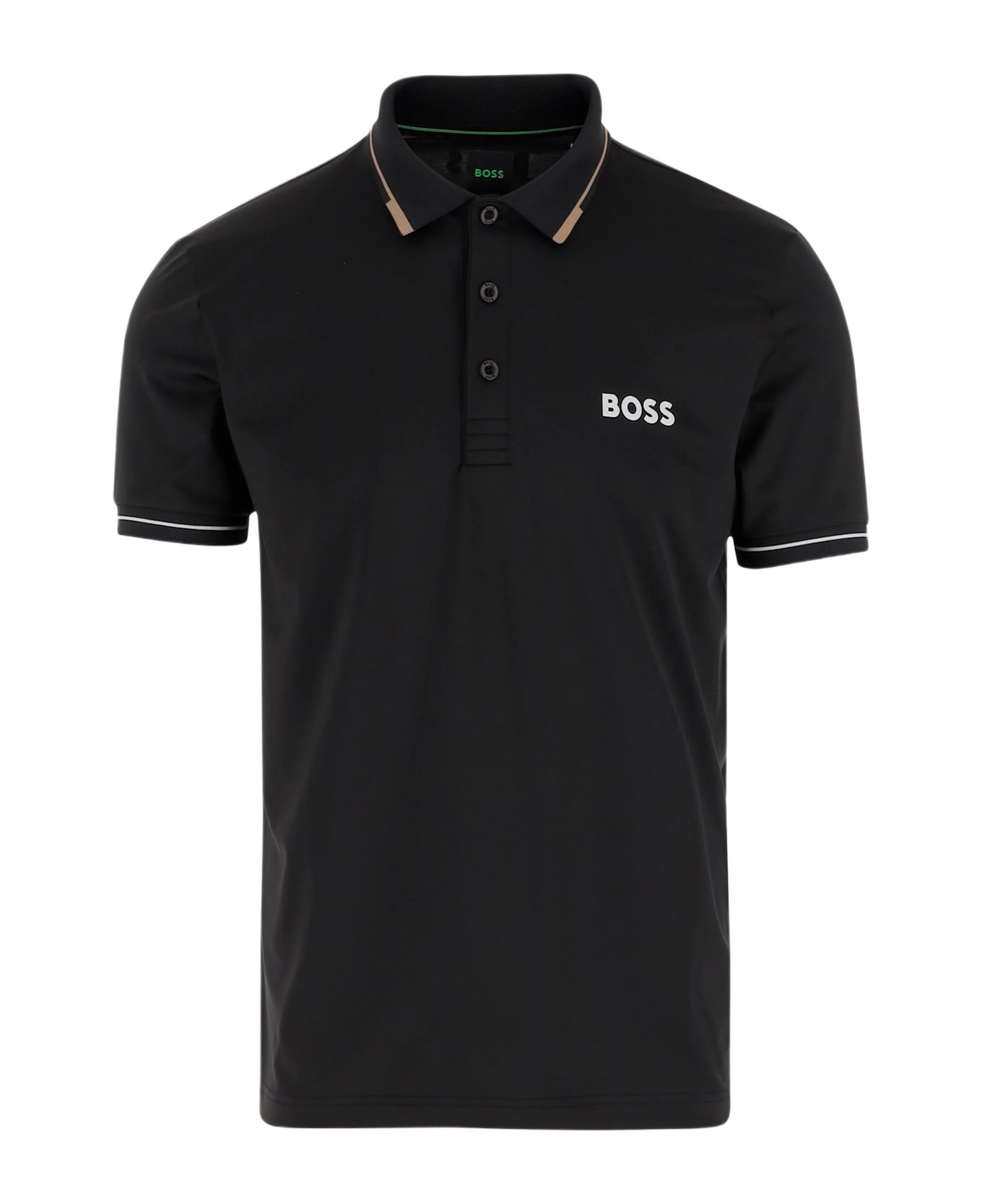 Hugo Boss Stretch Fabric Polo Shirt With Logo - Black