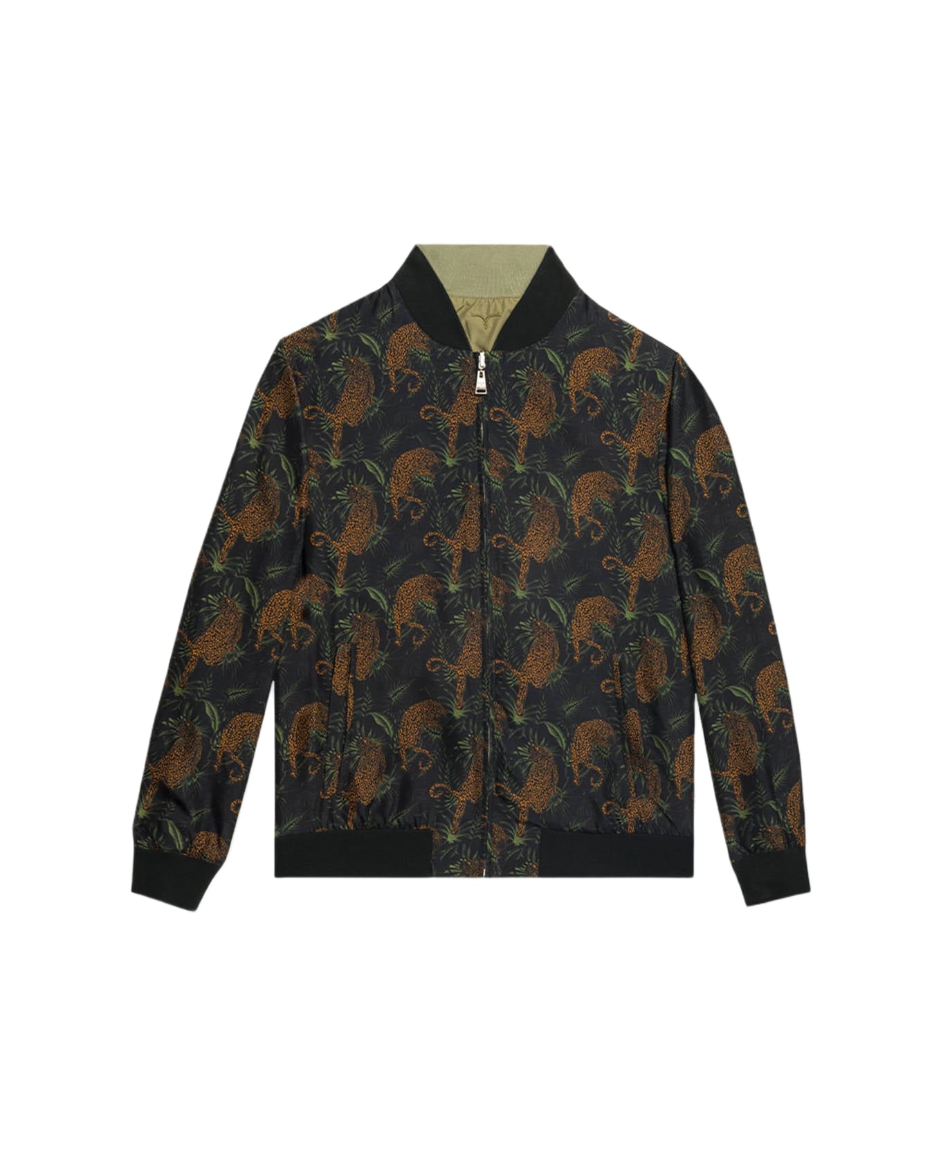 Larusmiani Bomber Pink Panther Down Jacket - Dark Green Cheetah