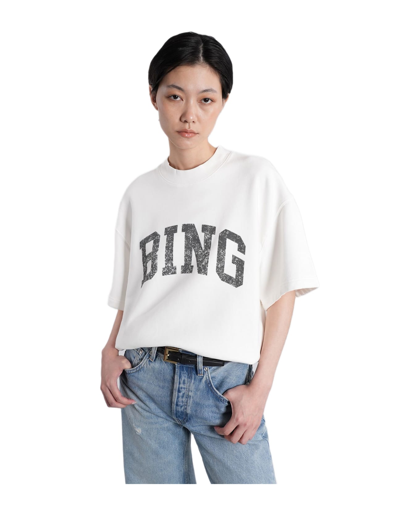 Anine Bing Jay Sweatshirt In White Cotton - white
