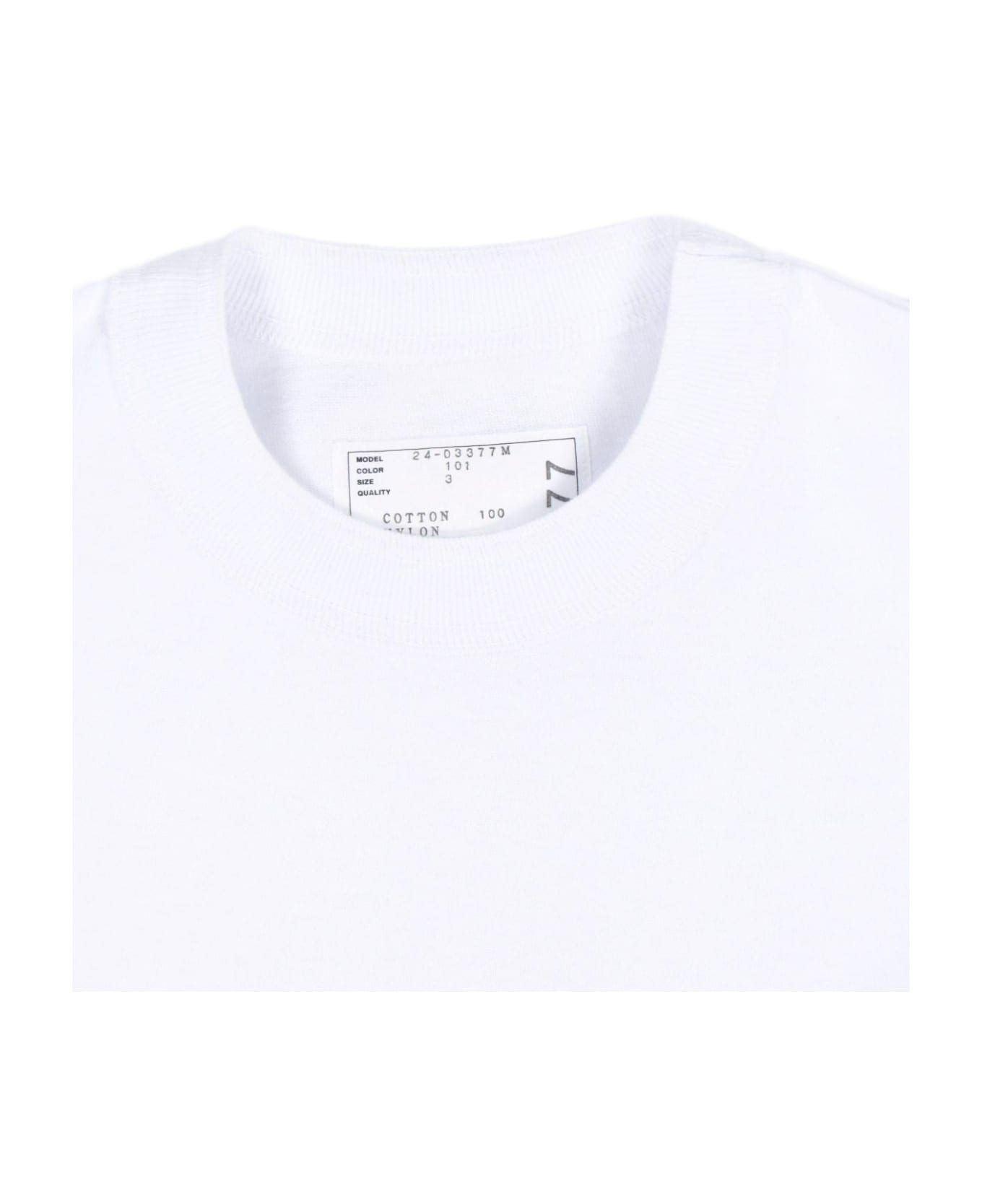 Sacai Zip Detail T-shirt - 101 WHITE