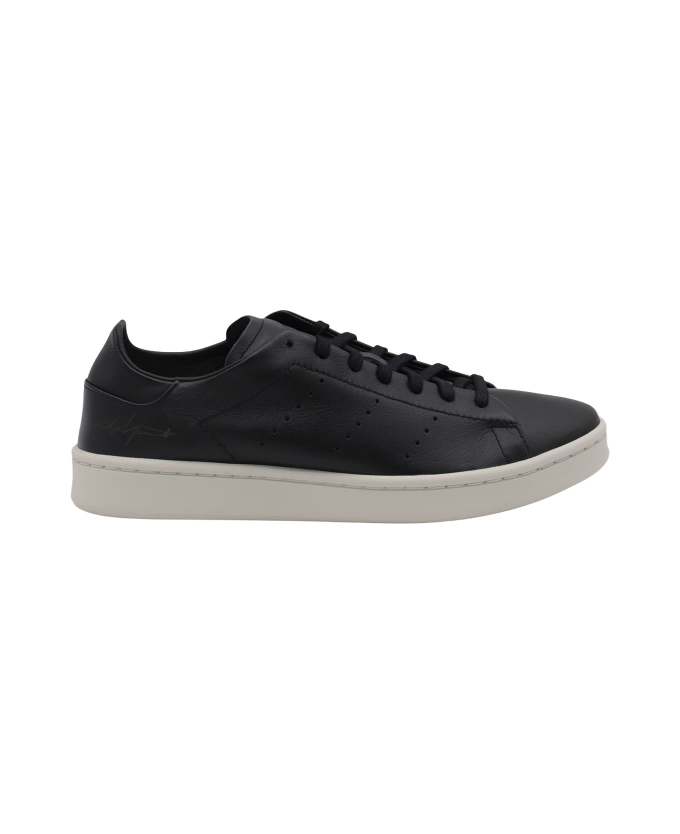 Y-3 Black Leather Sneakers - Black