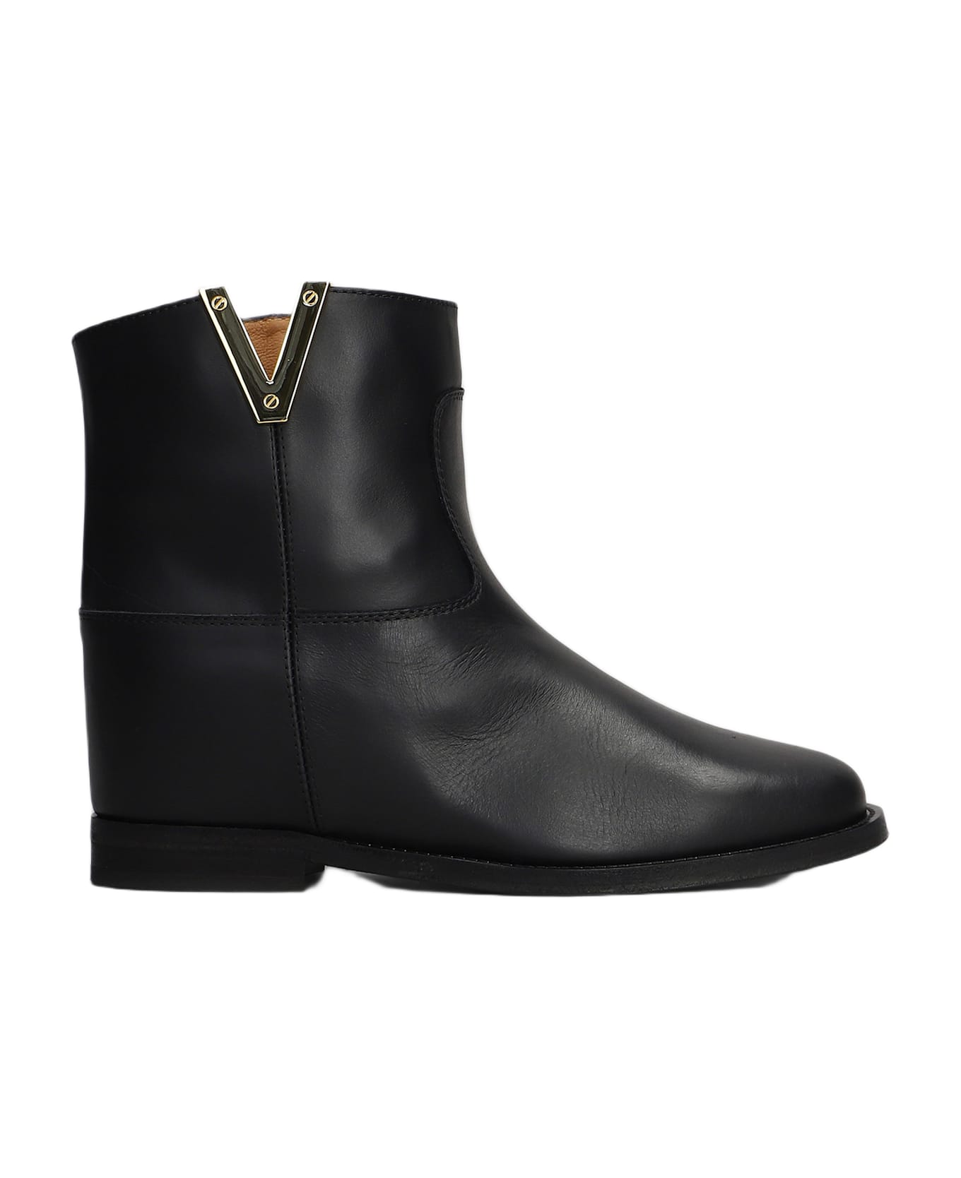 Via Roma 15 Ankle Boots Inside Wedge In Black Leather - black