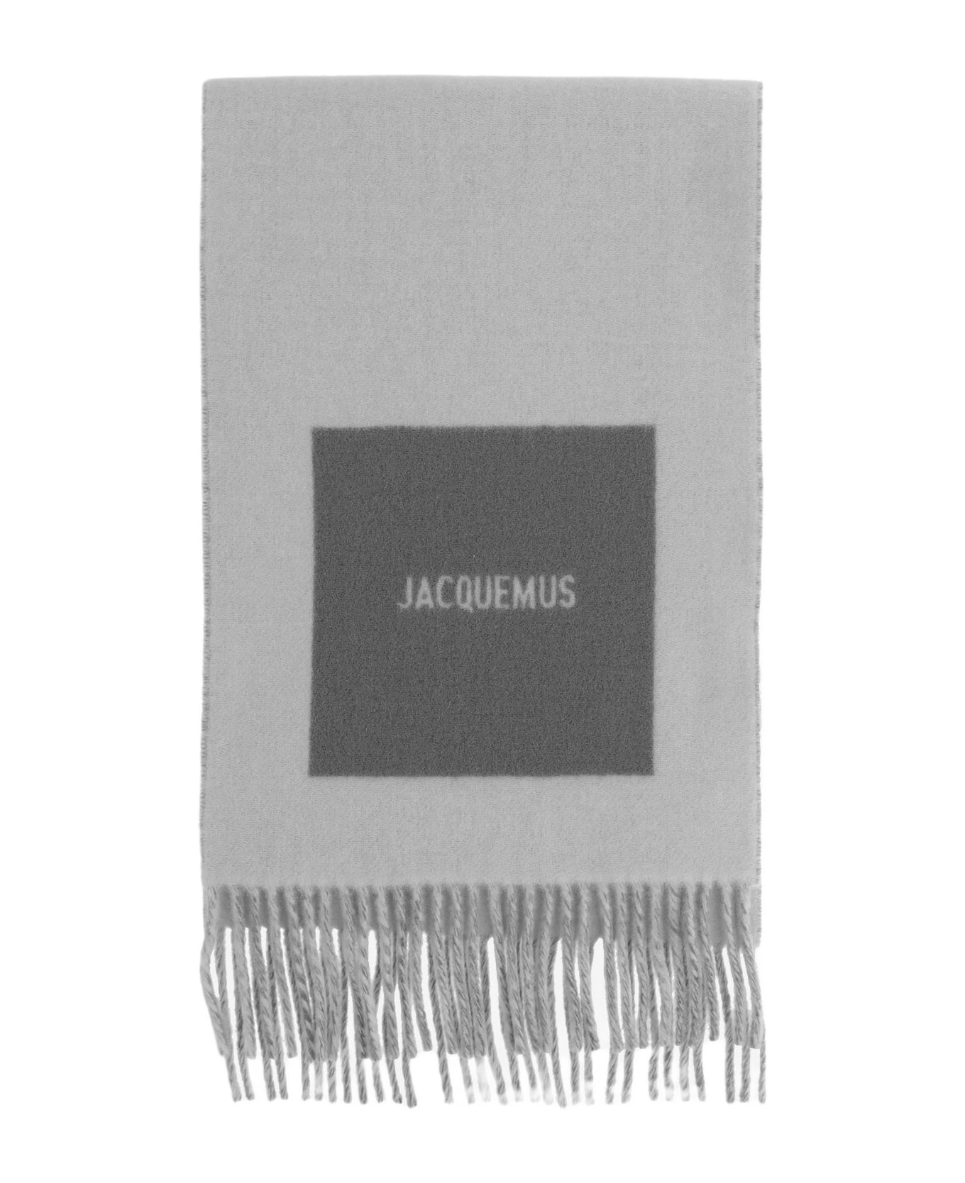 Jacquemus Wool Scarf With Logo - Grey