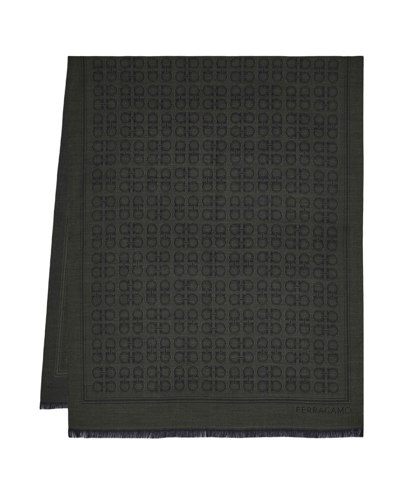 Ferragamo Wool And Silk Scarf - Green