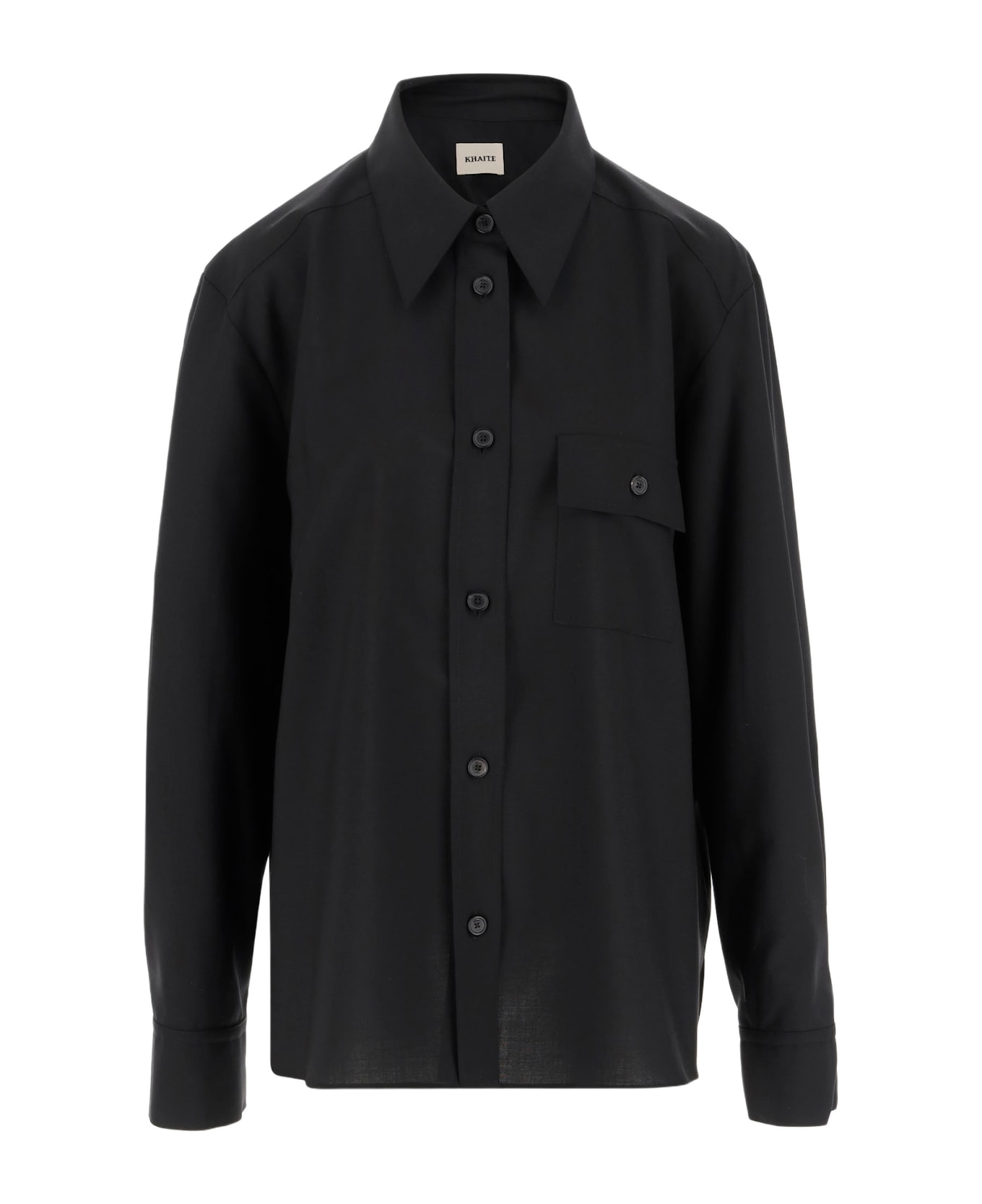 Khaite Yatty Wool Top Shirt - Black
