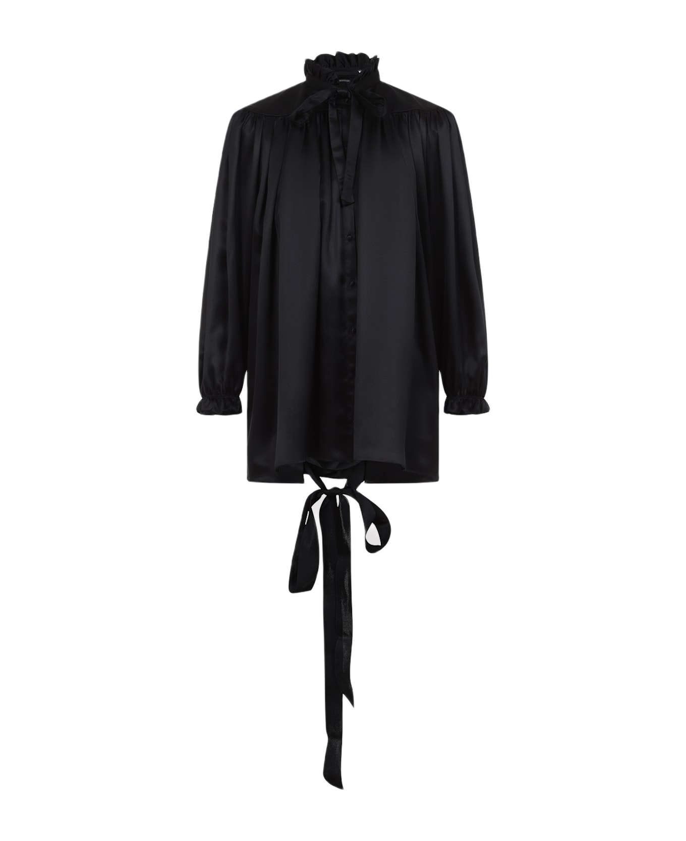 Balenciaga Lace Up Blouse - Black