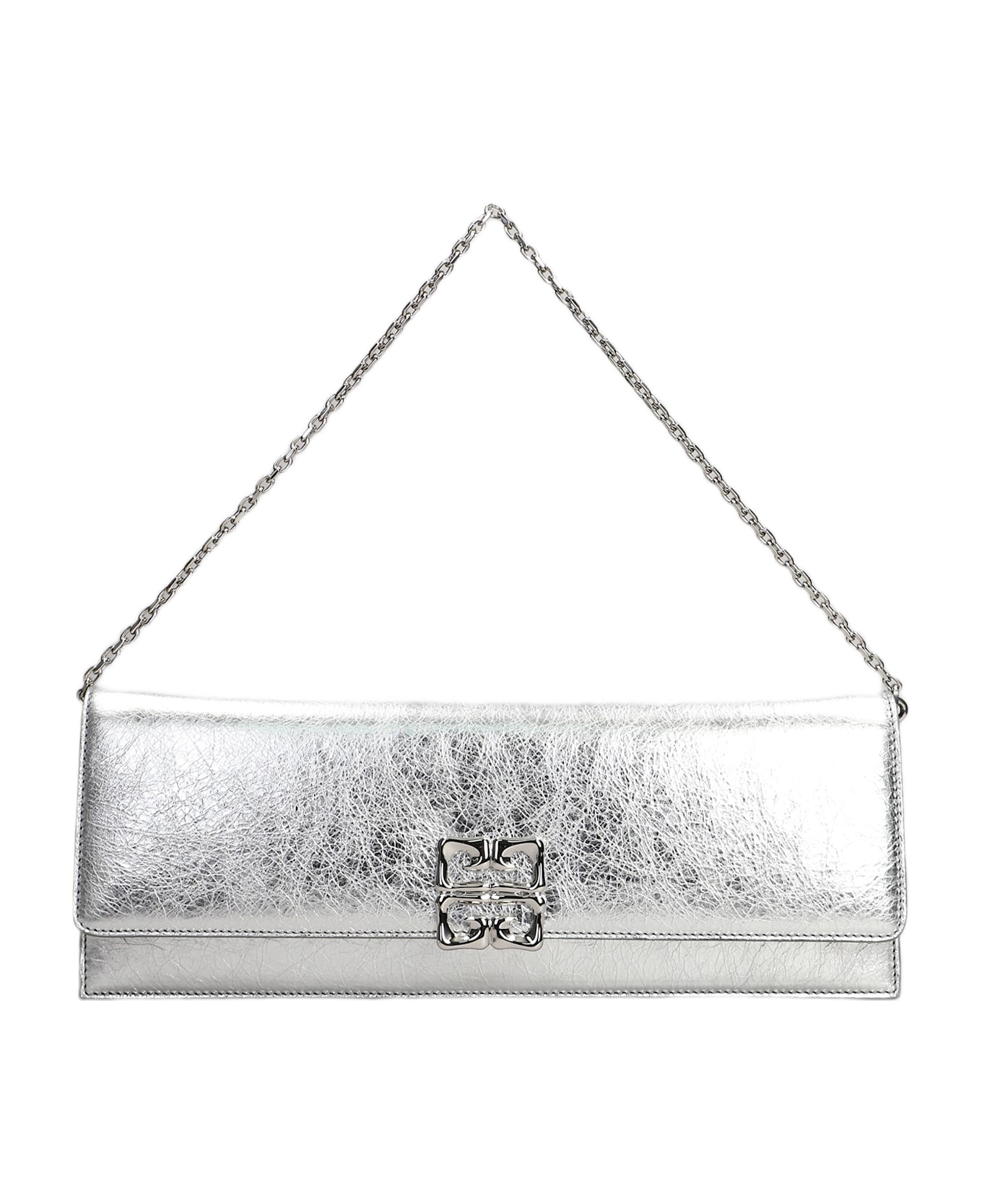 Givenchy 4g Liquid Clutch In Silver Leather - silver