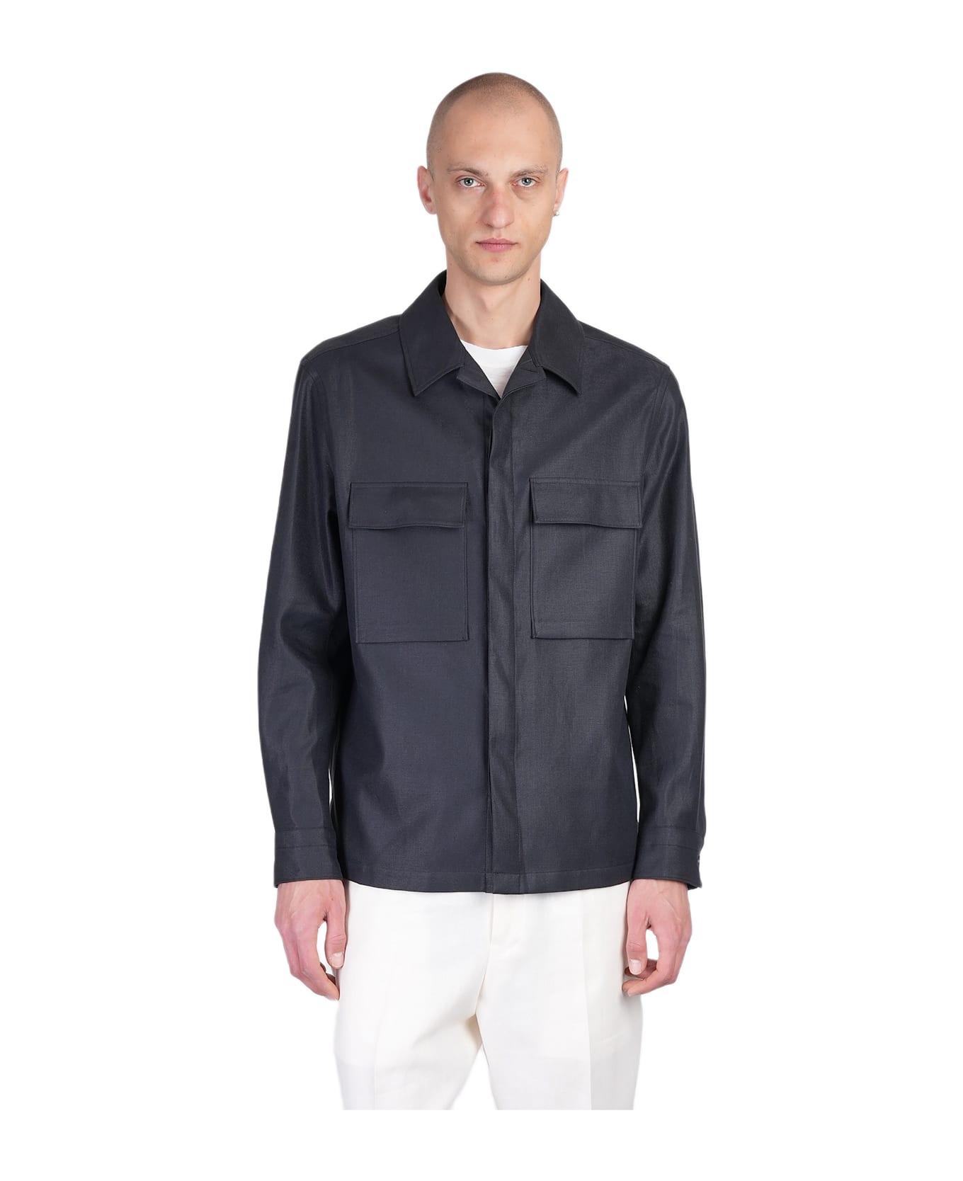 Zegna Shirt In Black Linen - black
