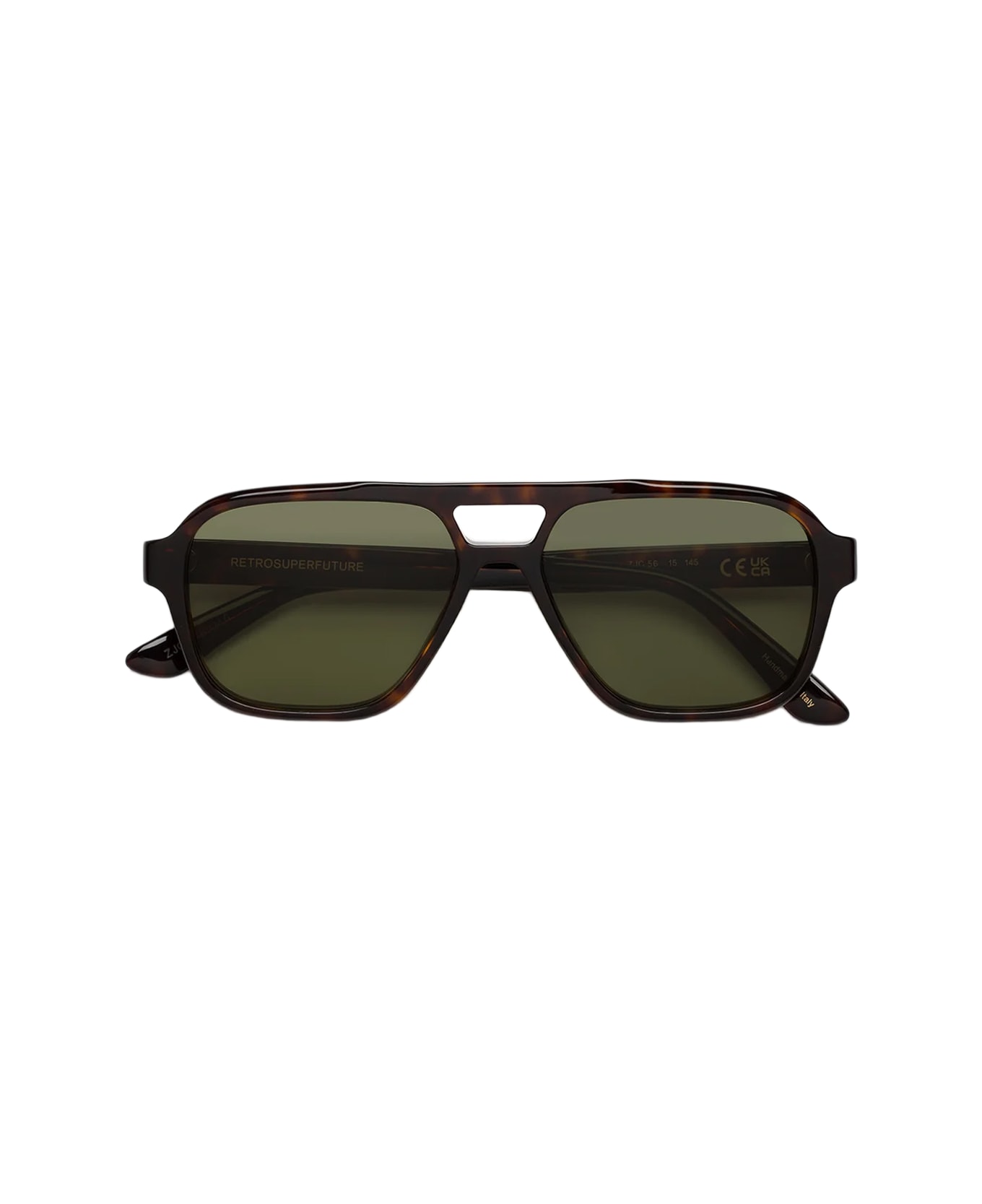 RETROSUPERFUTURE Maneval Havana Green Sunglasses - Marrone