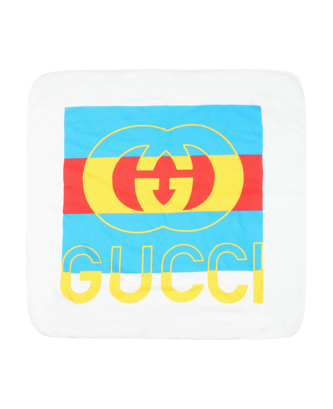 Gucci White Blanket For Babies With Logo - White