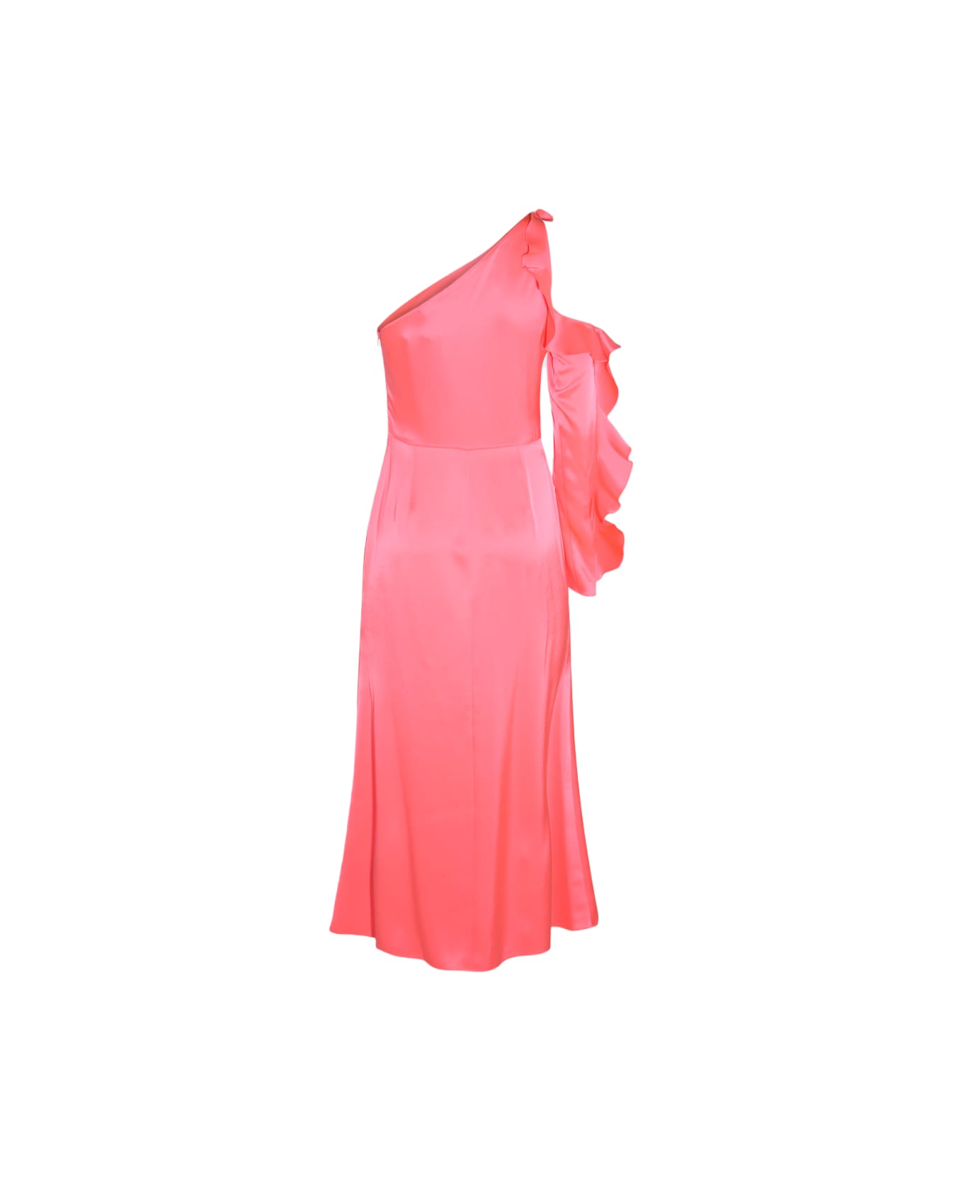 David Koma Neon Pink Satin Midi Dress