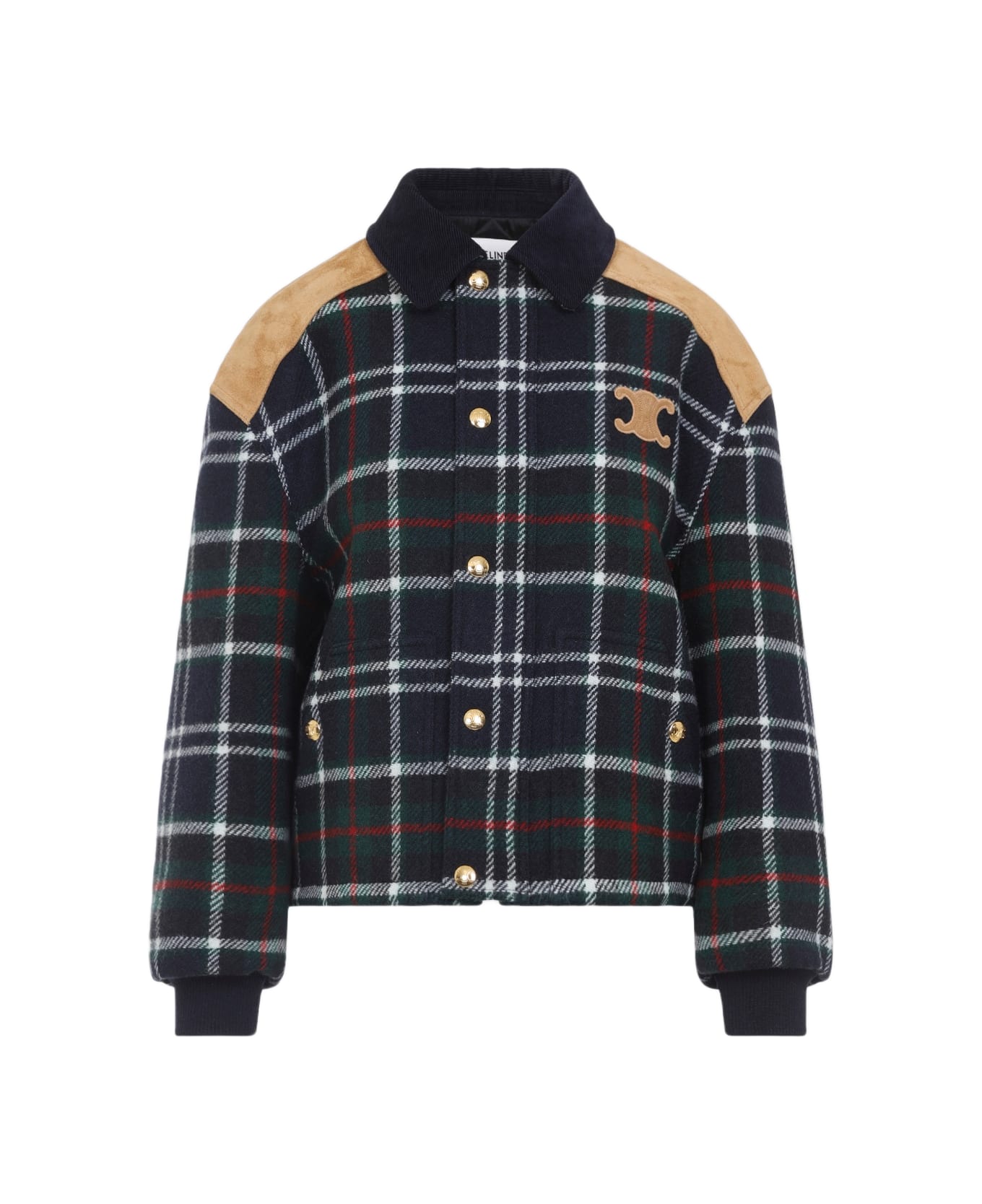 Celine Blouson Triomphe Bomber Jacket - Navy Green Red