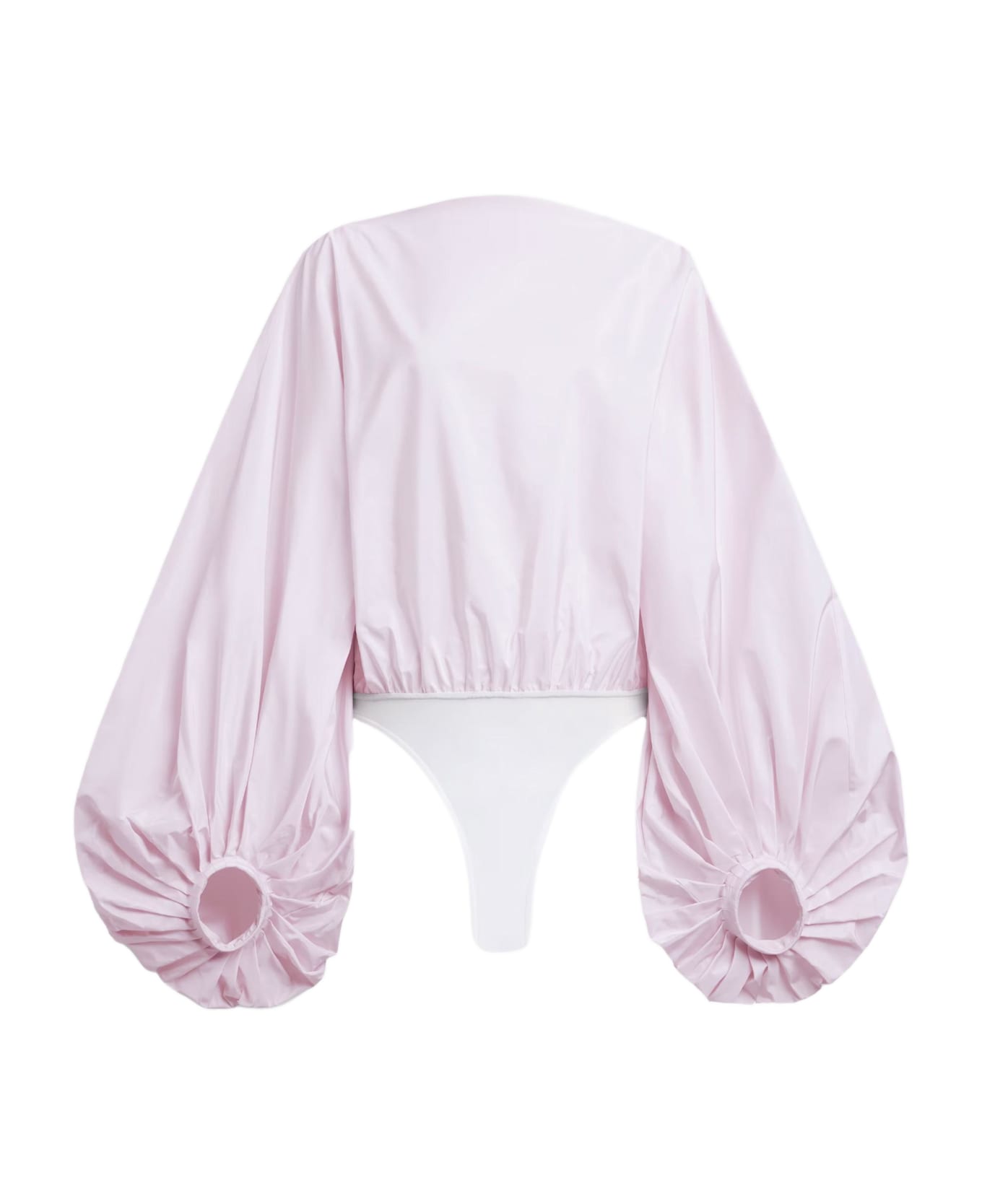 Alaia Taffet&#x00e0; Bodysuit With Balloon Sleeves - Pink トップス