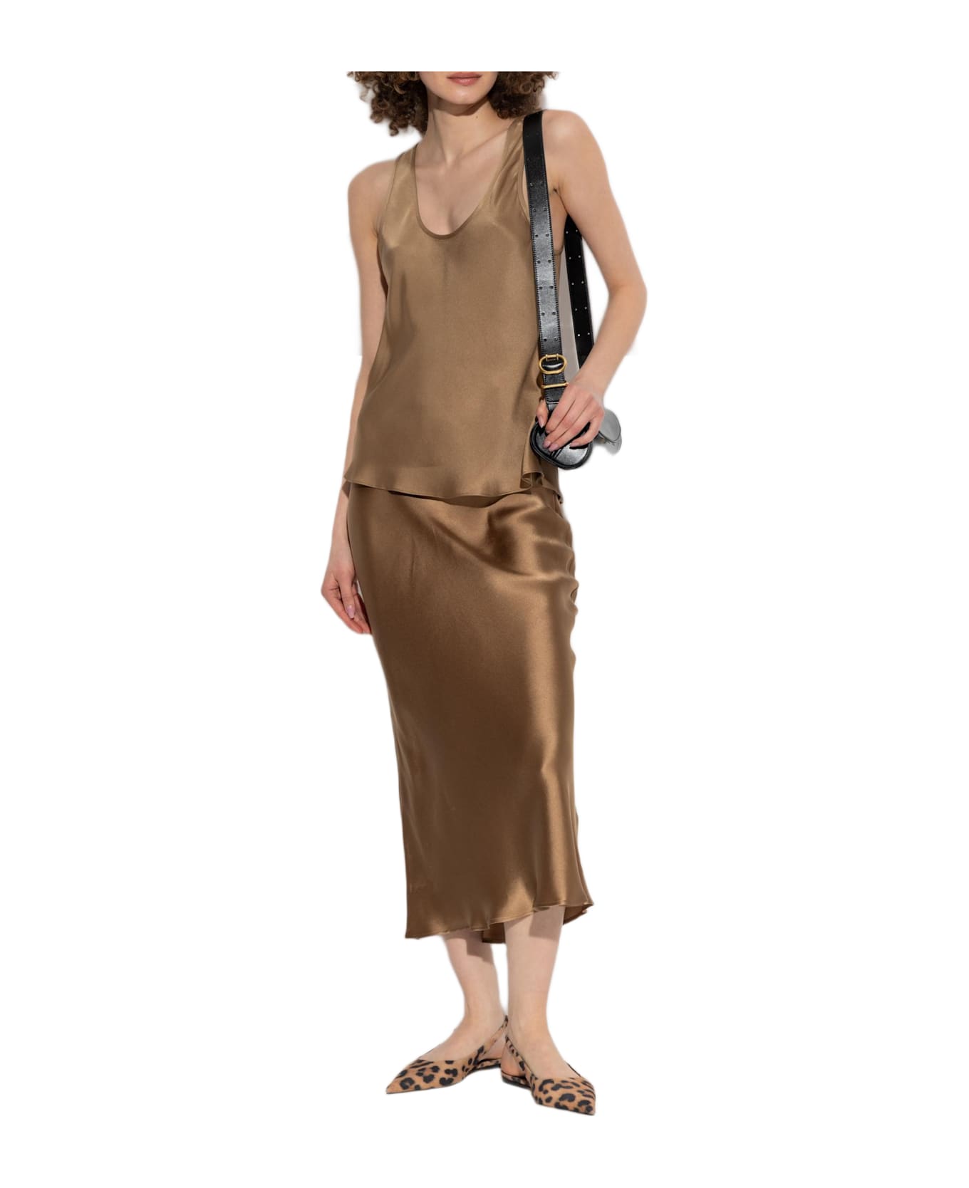 Anine Bing Silk Top 
lea
 - Marrone