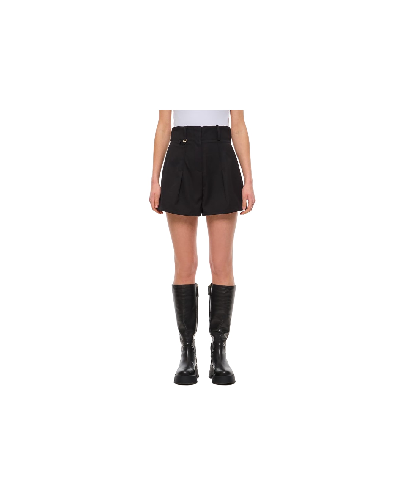 Jacquemus Single Front Pleated Bari Shorts - Black