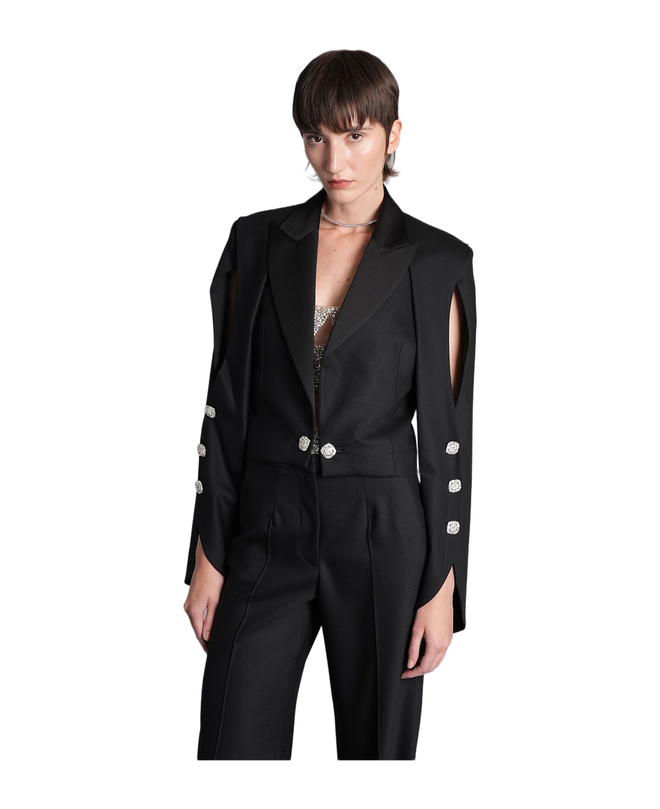Costarellos Martti Blazer In Black Wool - black