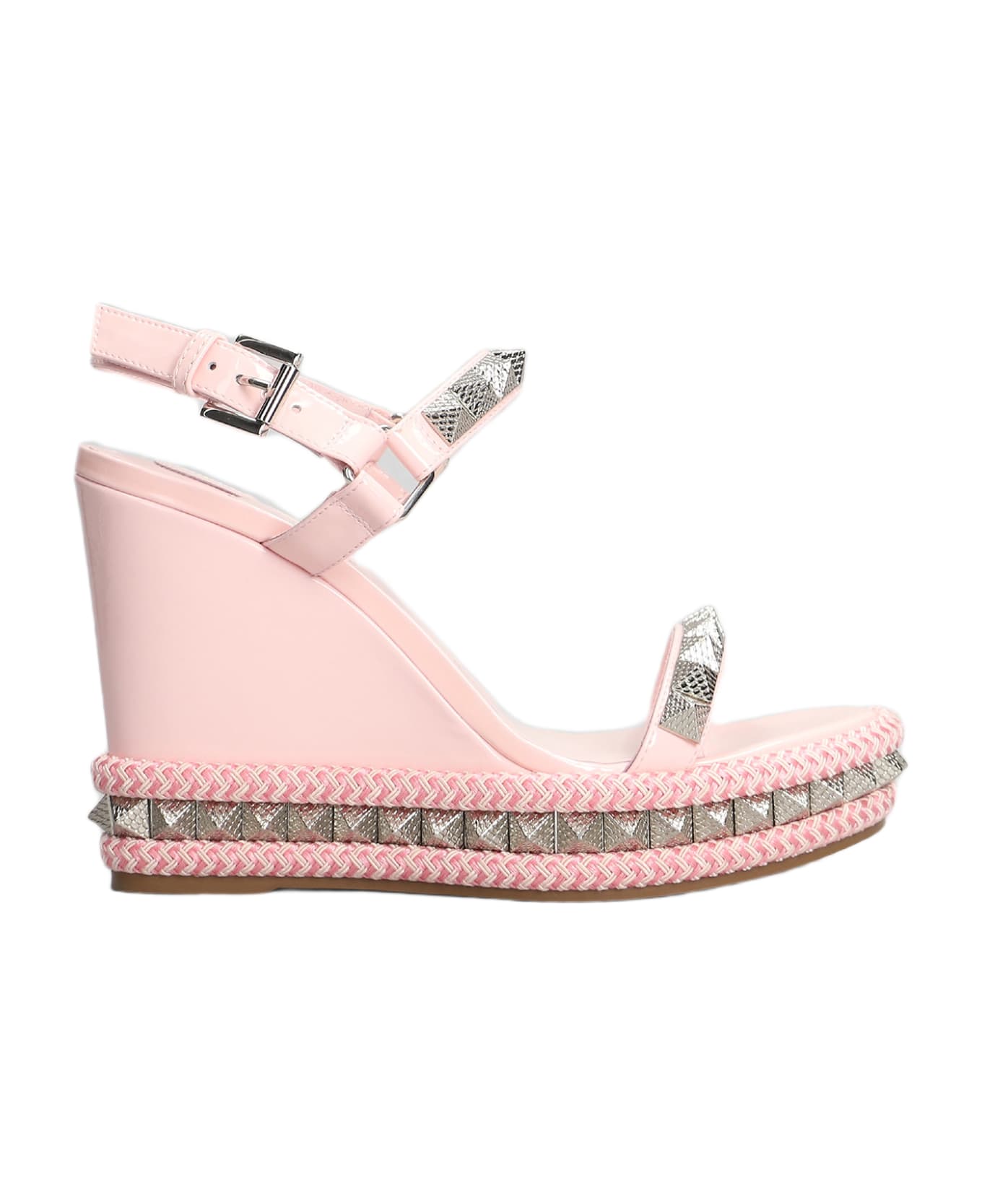 Christian Louboutin Pyraclou 110 Wedges In Rose-pink Patent Leather - rose-pink