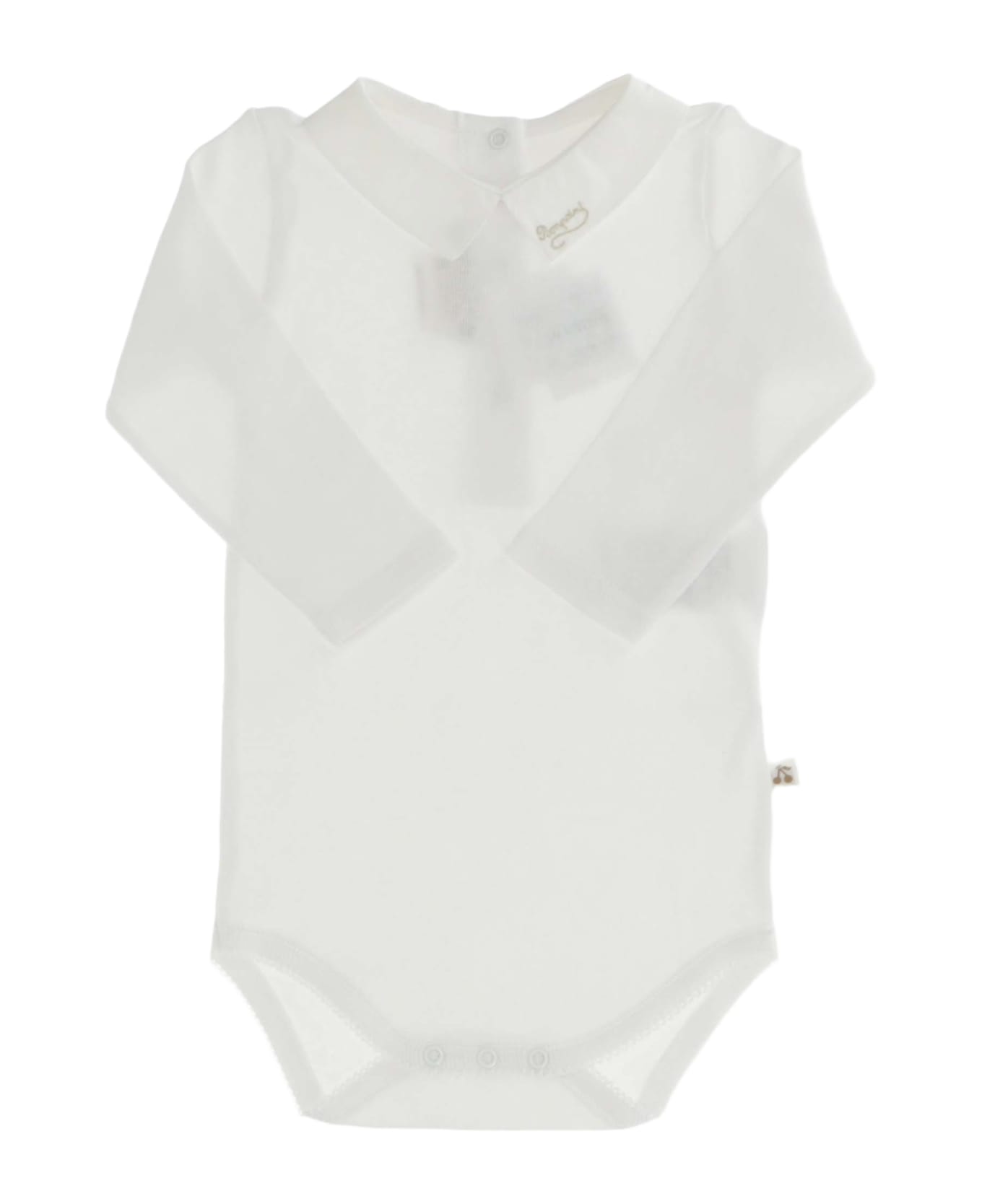 Bonpoint Cotton Bodysuit With Logo - White