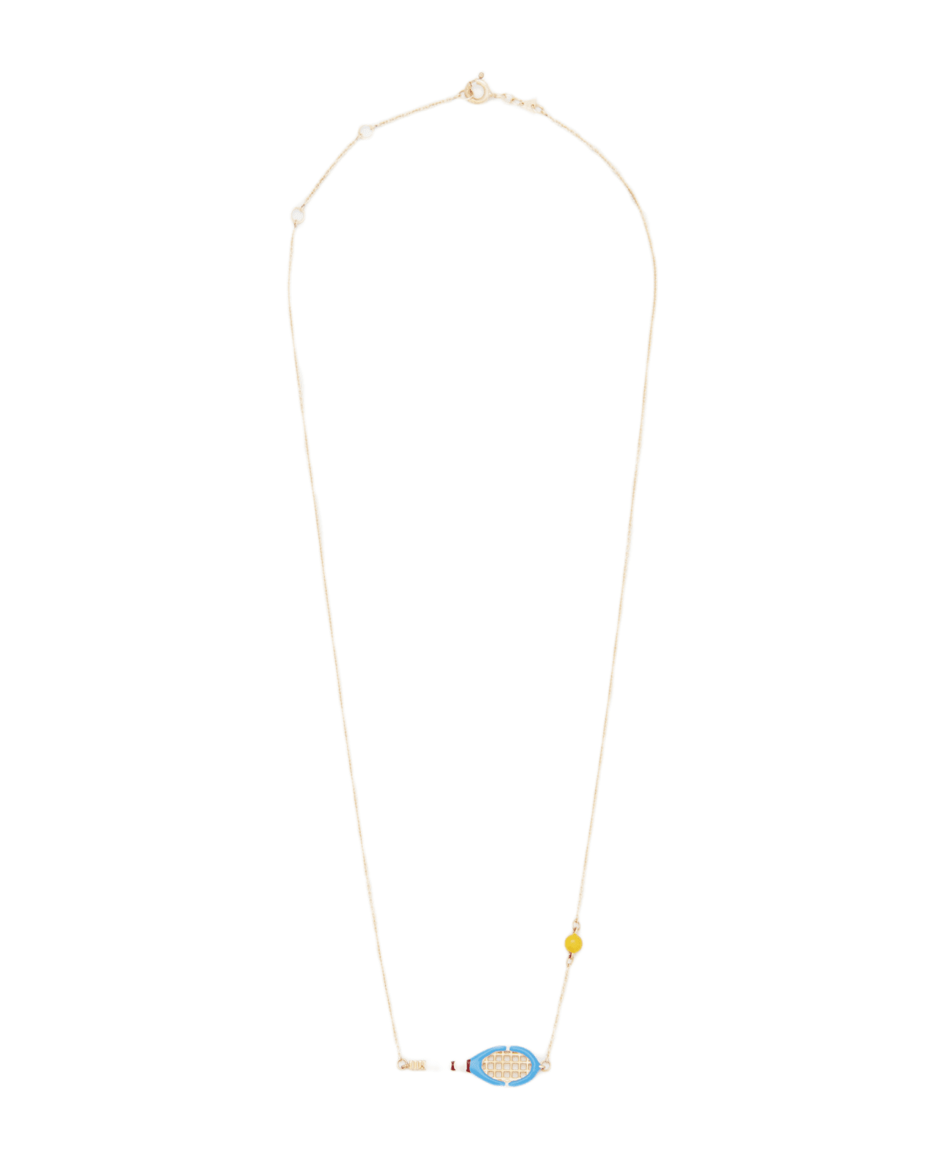 Aliita 9k Gold Tennis Pelota Polished Necklace - Clear Blue