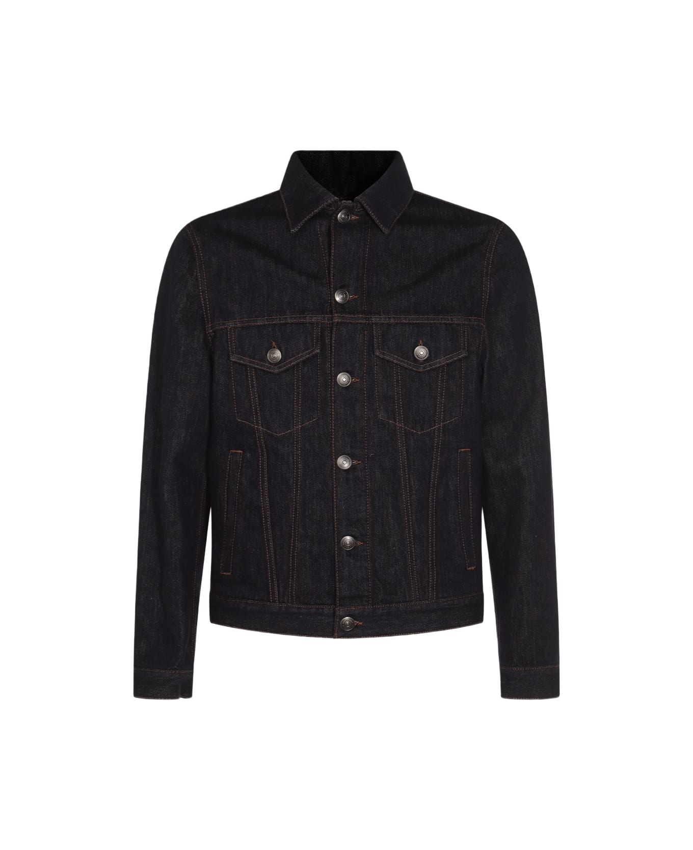 Brunello Cucinelli Dark Blue Cotton Denim Jacket - Blue