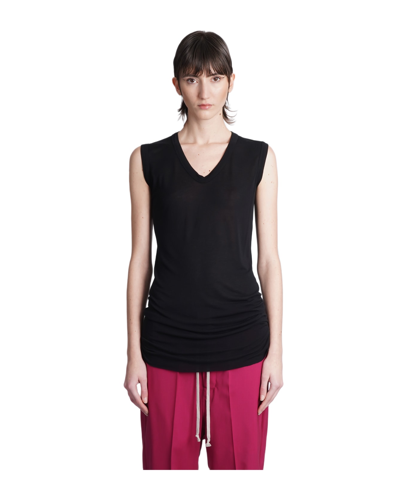 Rick Owens V Neck Sl T  Topwear In Black Viscose - black