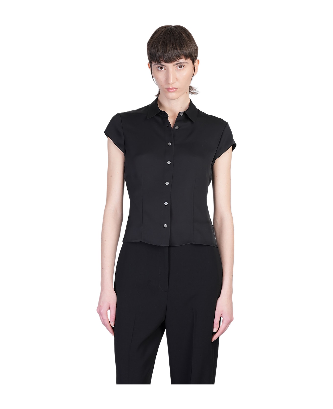 Theory Shirt In Black Silk - black