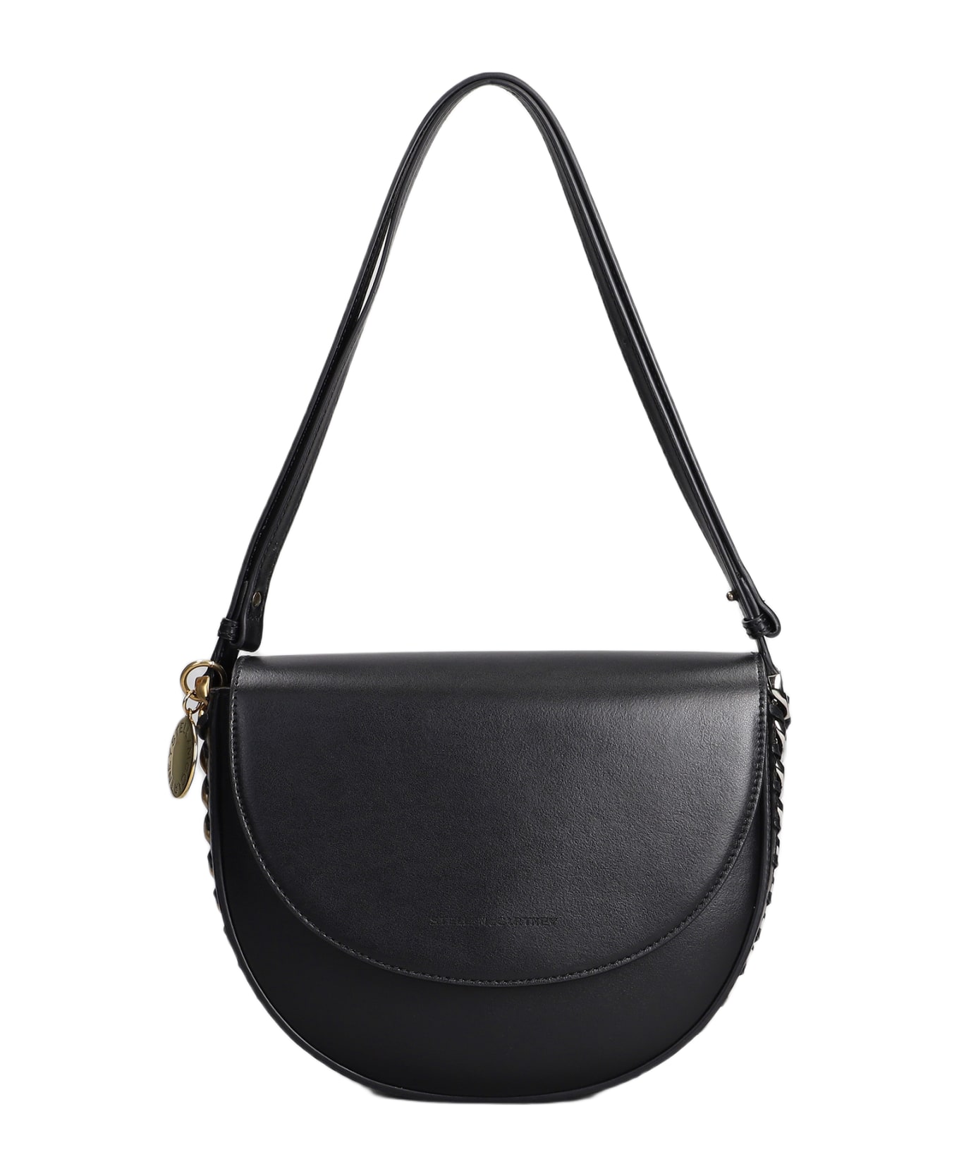 Stella McCartney Medium Flap Shoulder Bag In Black Polyamide - black