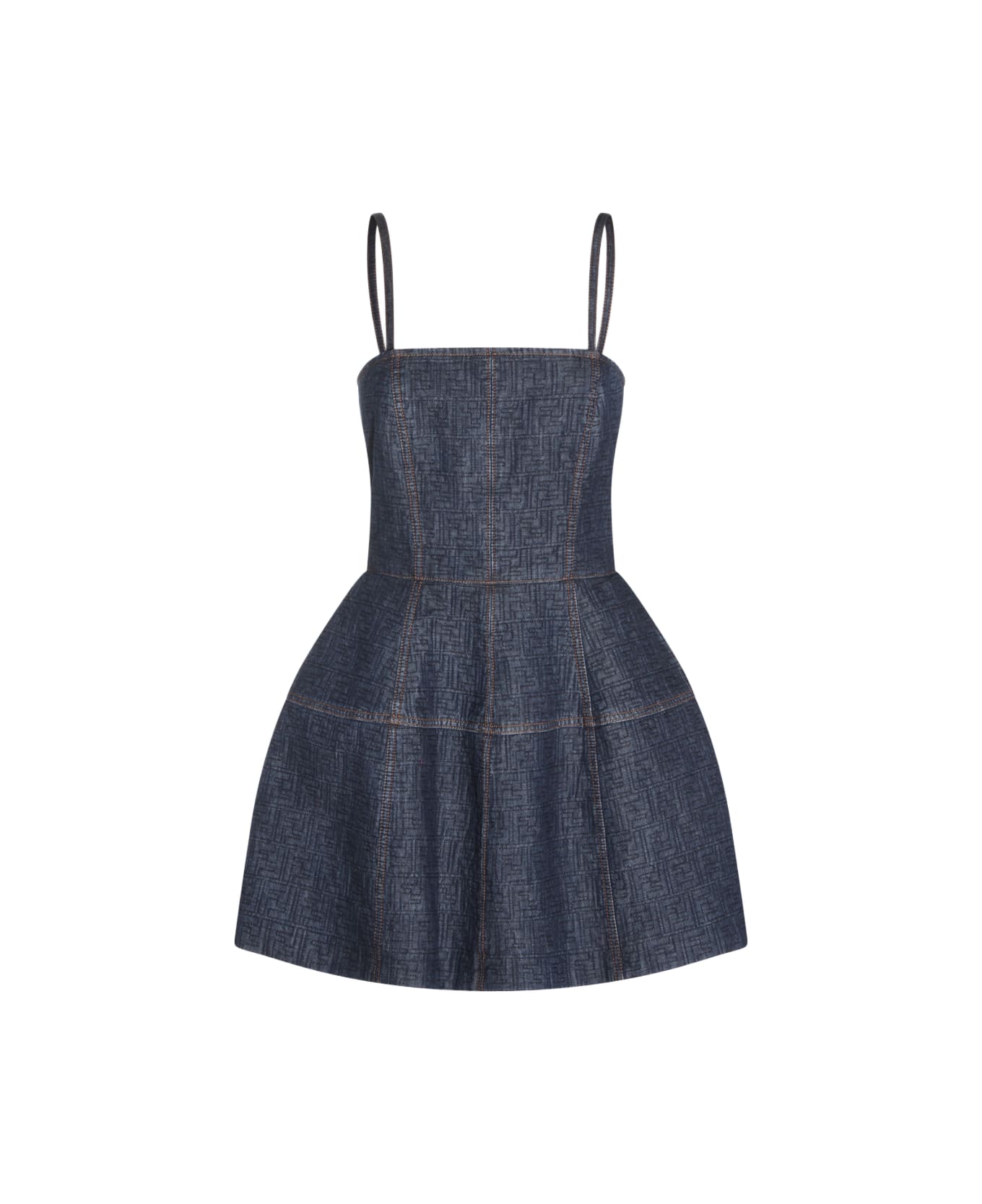 Fendi Blue Denim Cotton Mini Dress - BLUEBERRY
