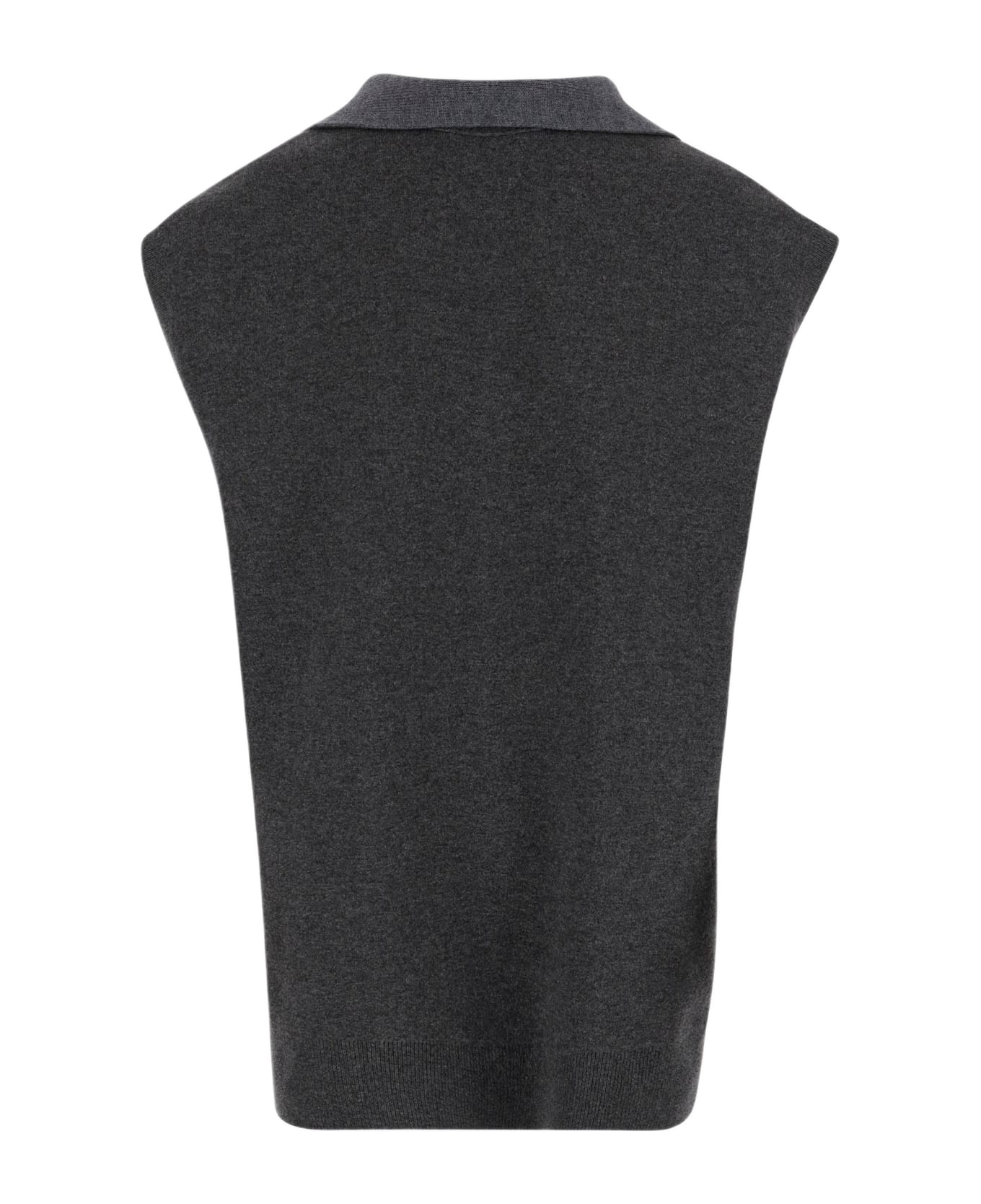 Carven Cashmere Top With Neck Scarf - Grey