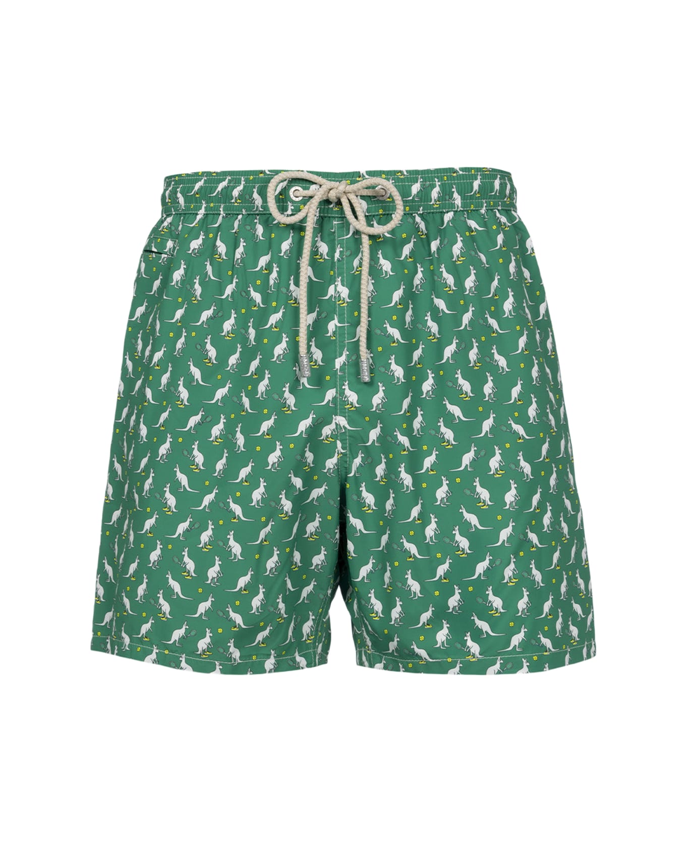 MC2 Saint Barth Man Lightweight Fabric Swim-shorts Lighting Micro Fantasy With Australian Brand Logo Print | Australian Brand Special Edition - GREEN