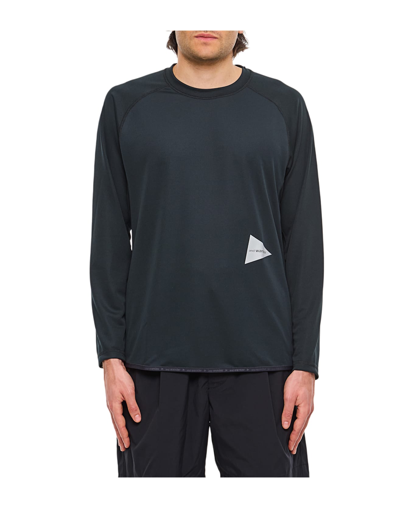 And Wander Long Sleeves Black T-shirt - Black