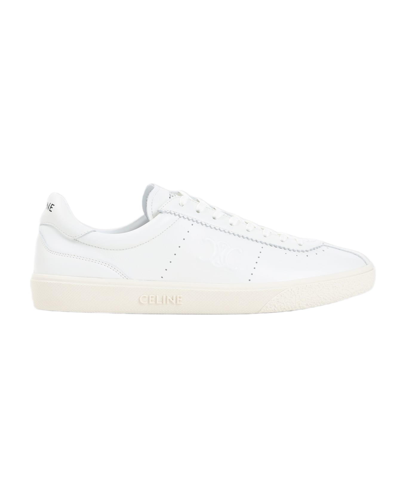 Celine Low Lace-up Sneakers With Triomphe - Fw Off White