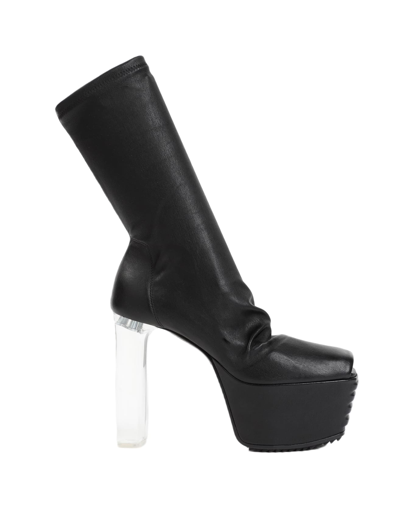 Rick Owens Grill Stretch Peeptoe Boots - Black Clear