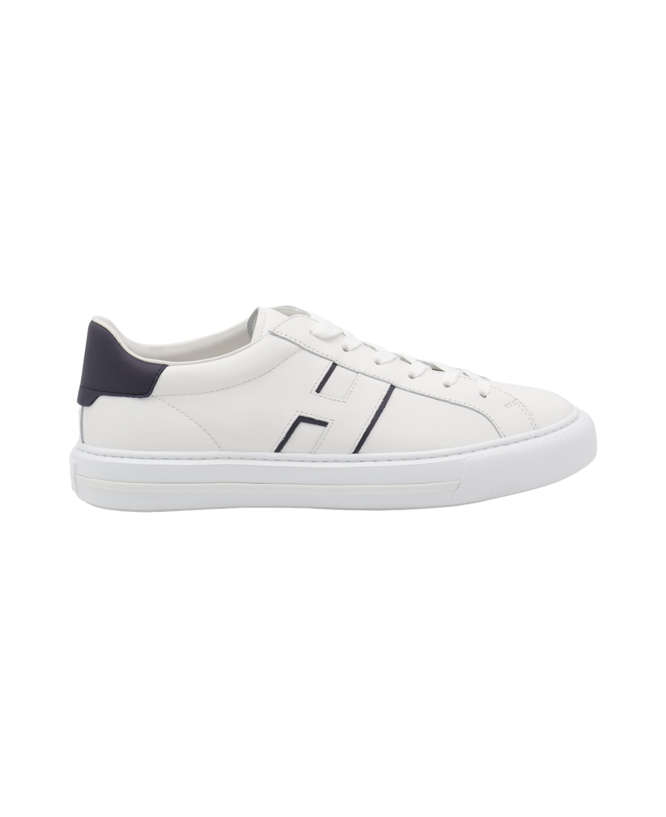 Hogan White And Navy Blue Leather Sneakers - WHITE-NAVY