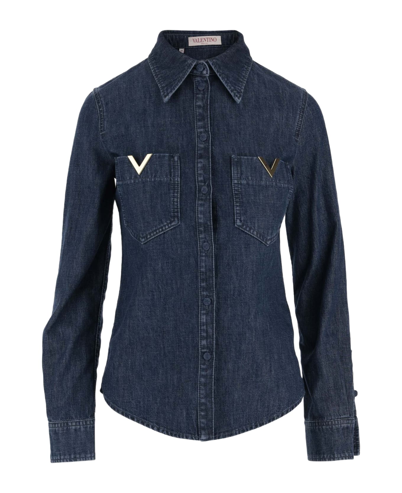 Valentino Cotton Denim Shirt With Vlogo - Denim シャツ