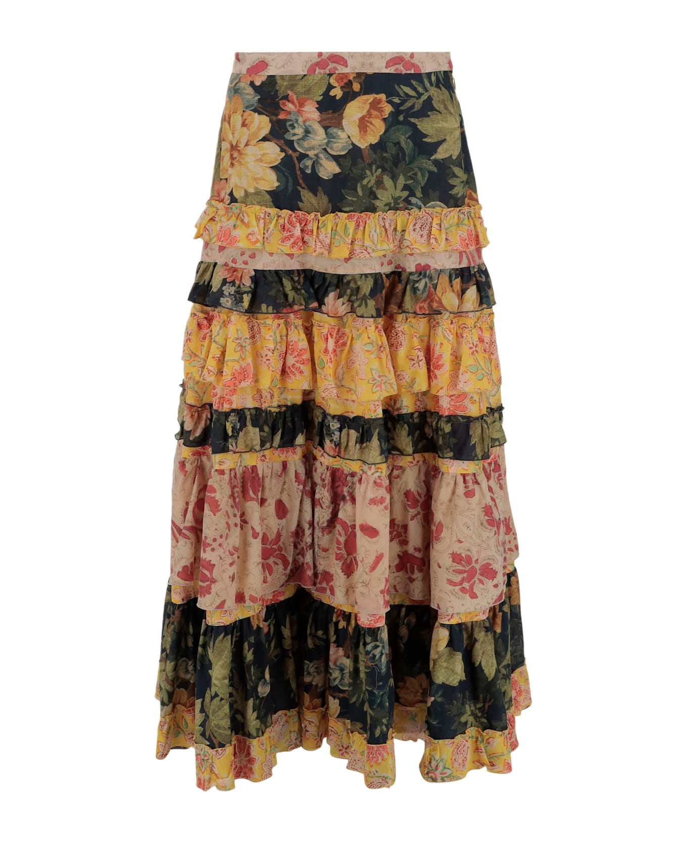 Valentino Long Flounce Skirt - Multicolor.