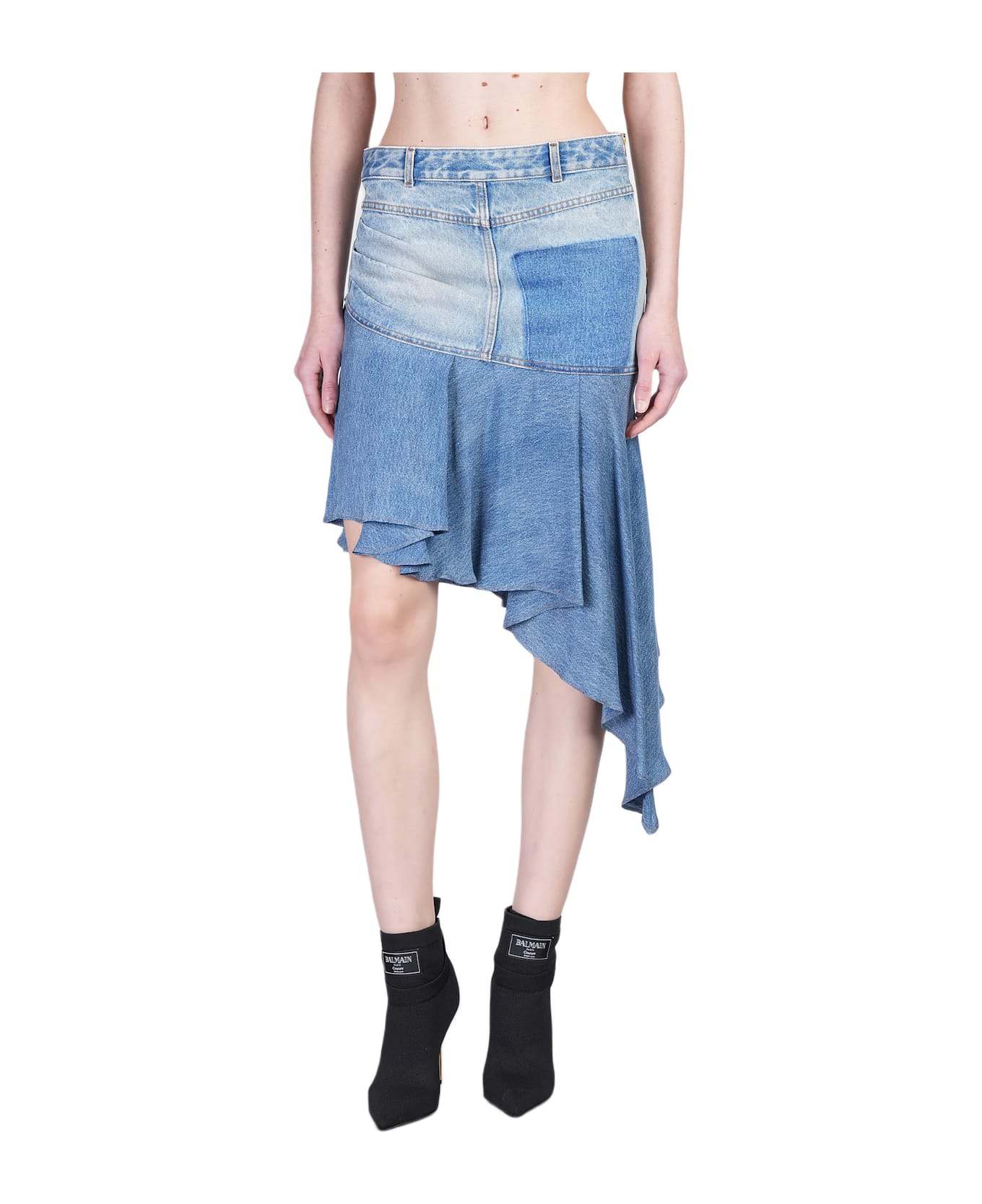Balmain Skirt In Blue Cotton - blue