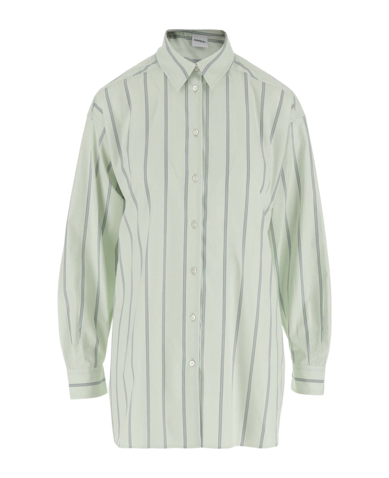 Aspesi Cotton Shirt With Striped Pattern - Green