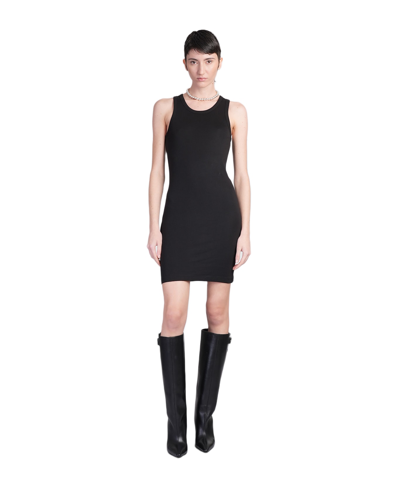 Helmut Lang Mini Dress In Black Cotton - black