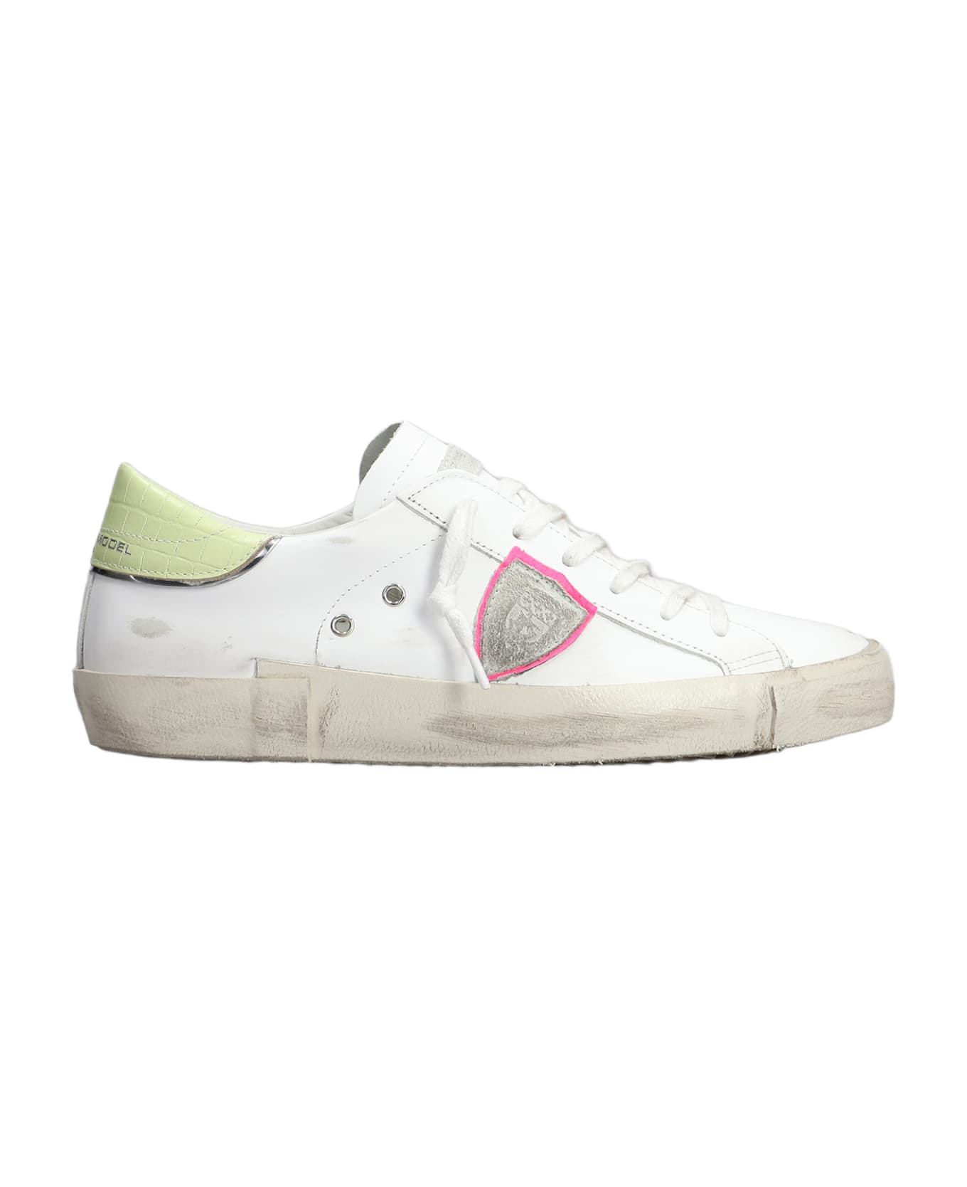 Philippe Model Prsx Low Sneakers In White Leather - Bianco