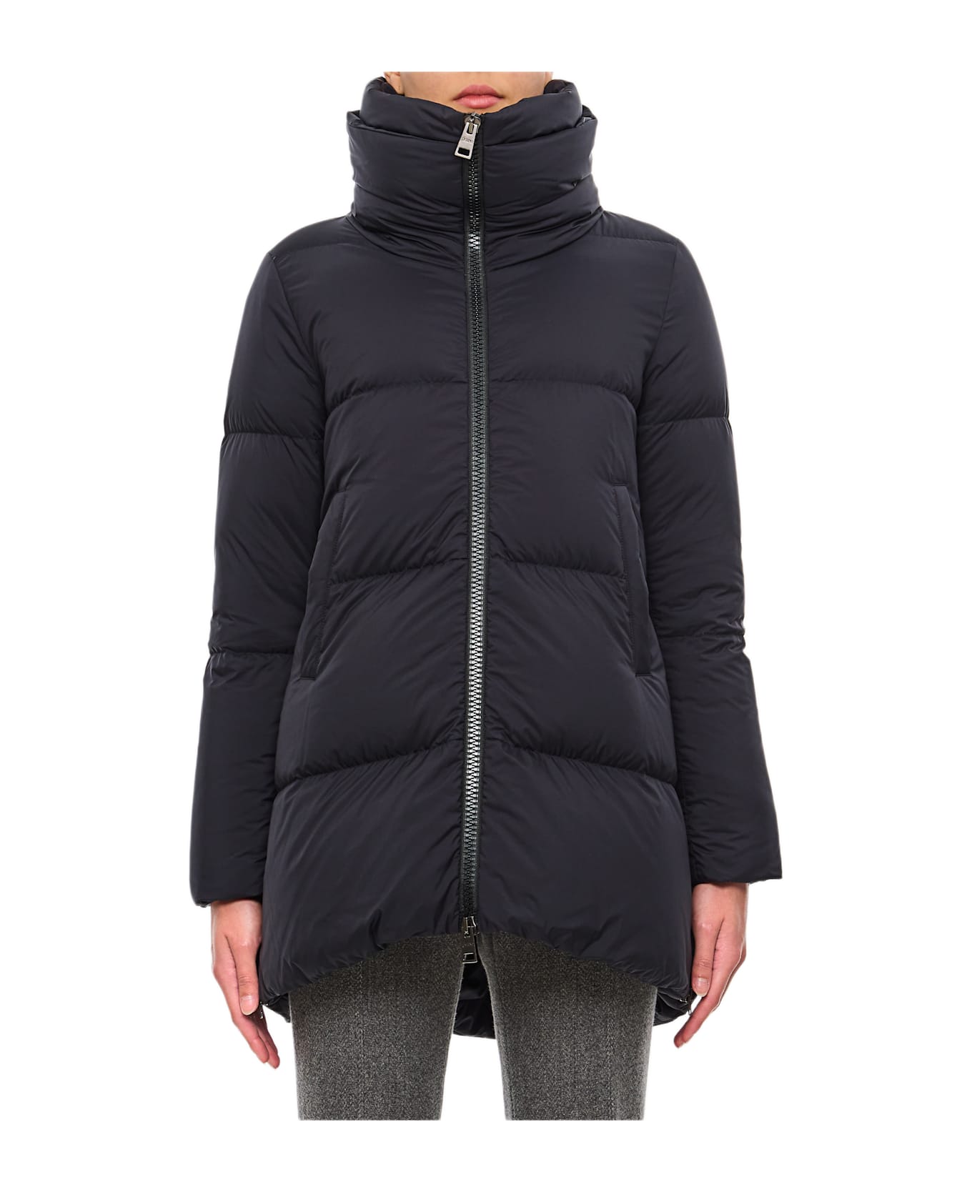 Herno A-shape In Ecoage Puffer Jacket - Black