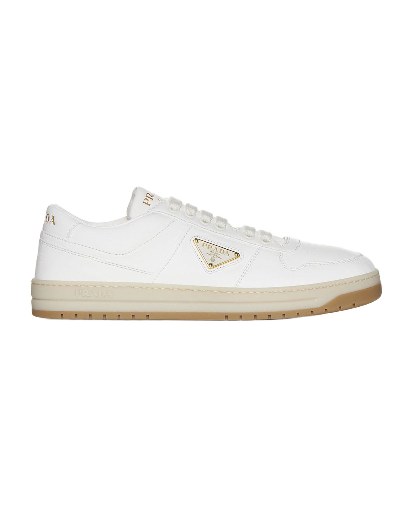 Prada Downtown Leather Sneakers - Avorio